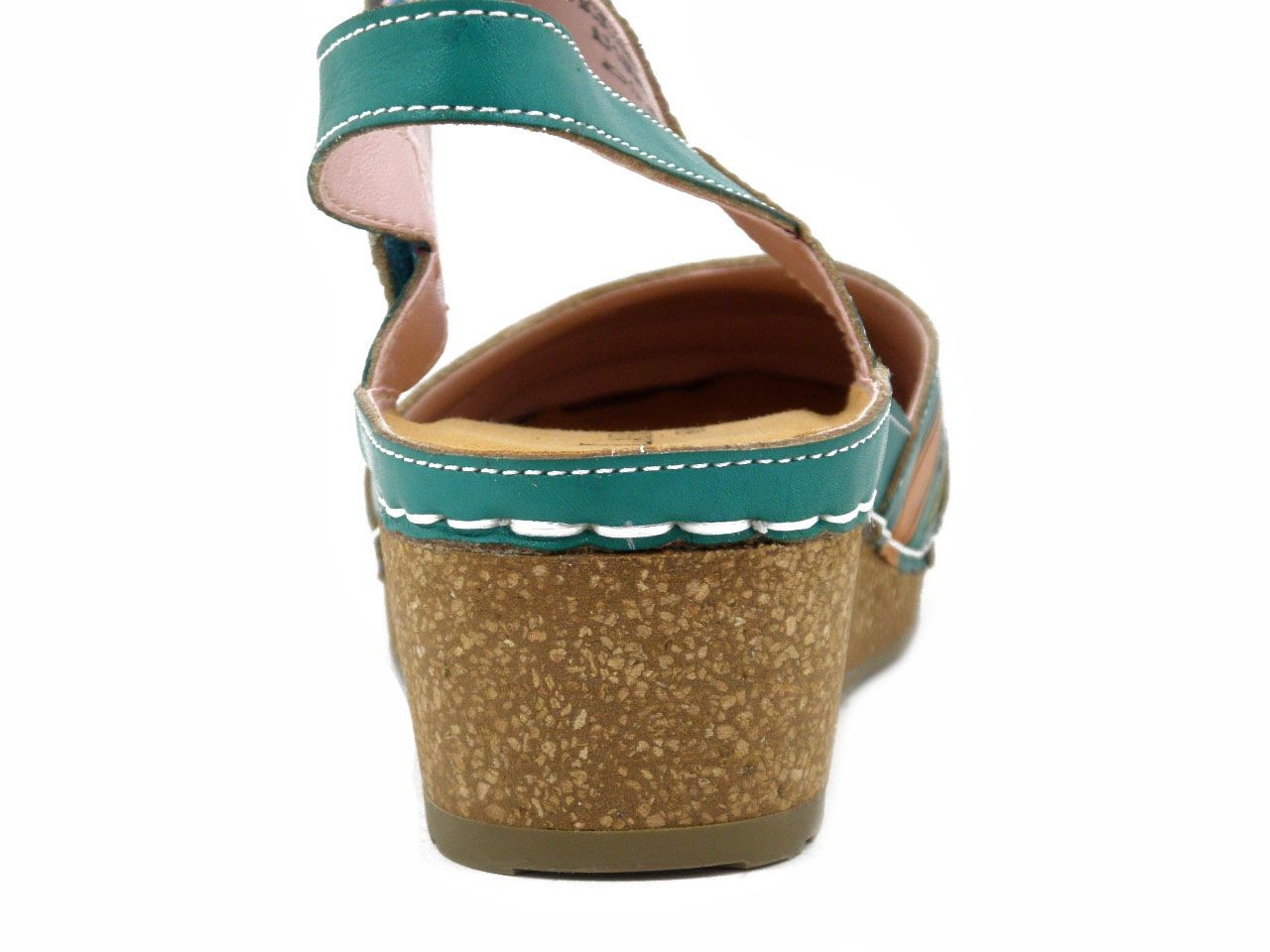 LAURA VITA Women’s Green Leather Multicolor Wedge and Platform Clog