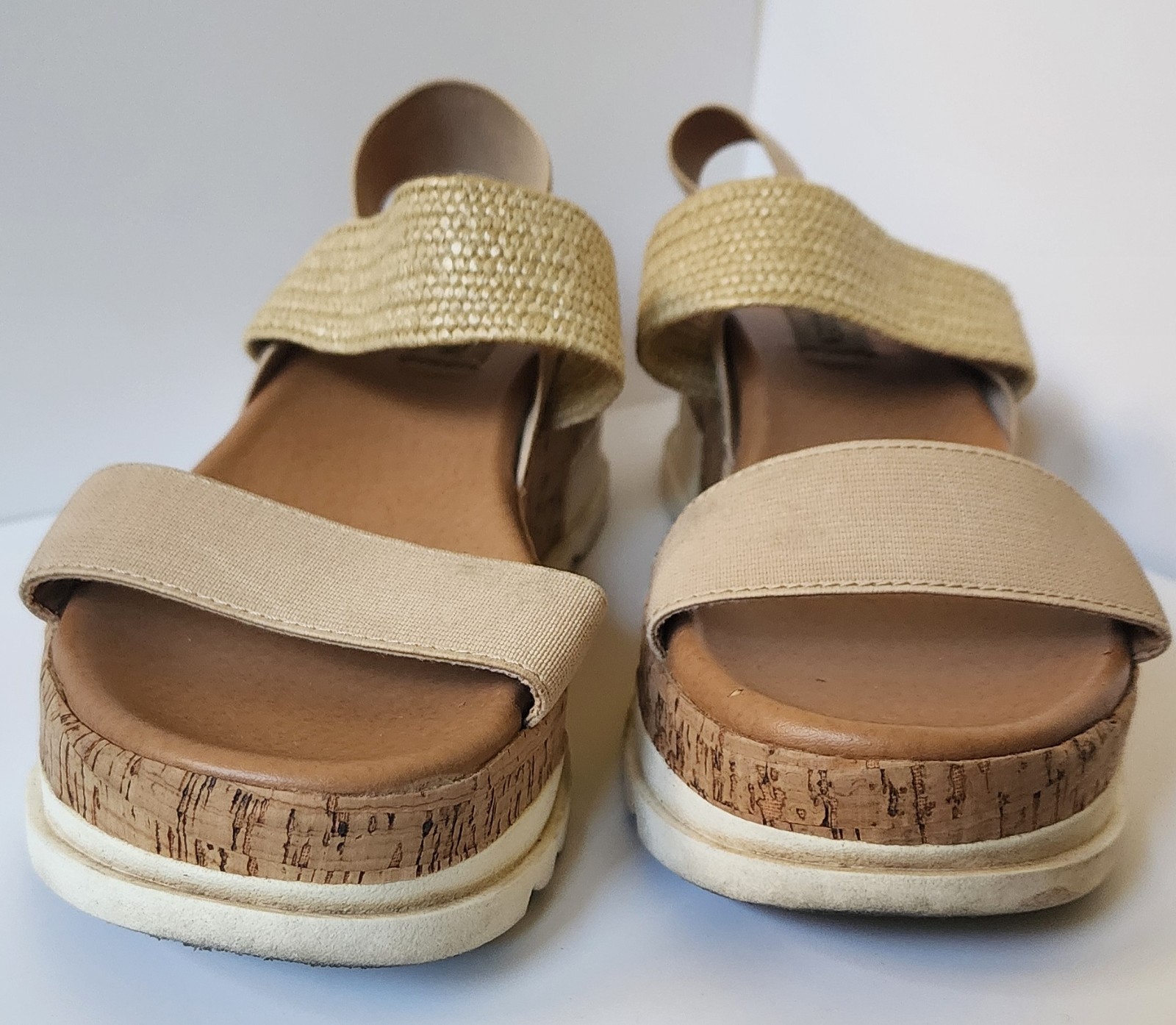 Steve Madden Wedge Sandal Beige And White Women’s Size 8M