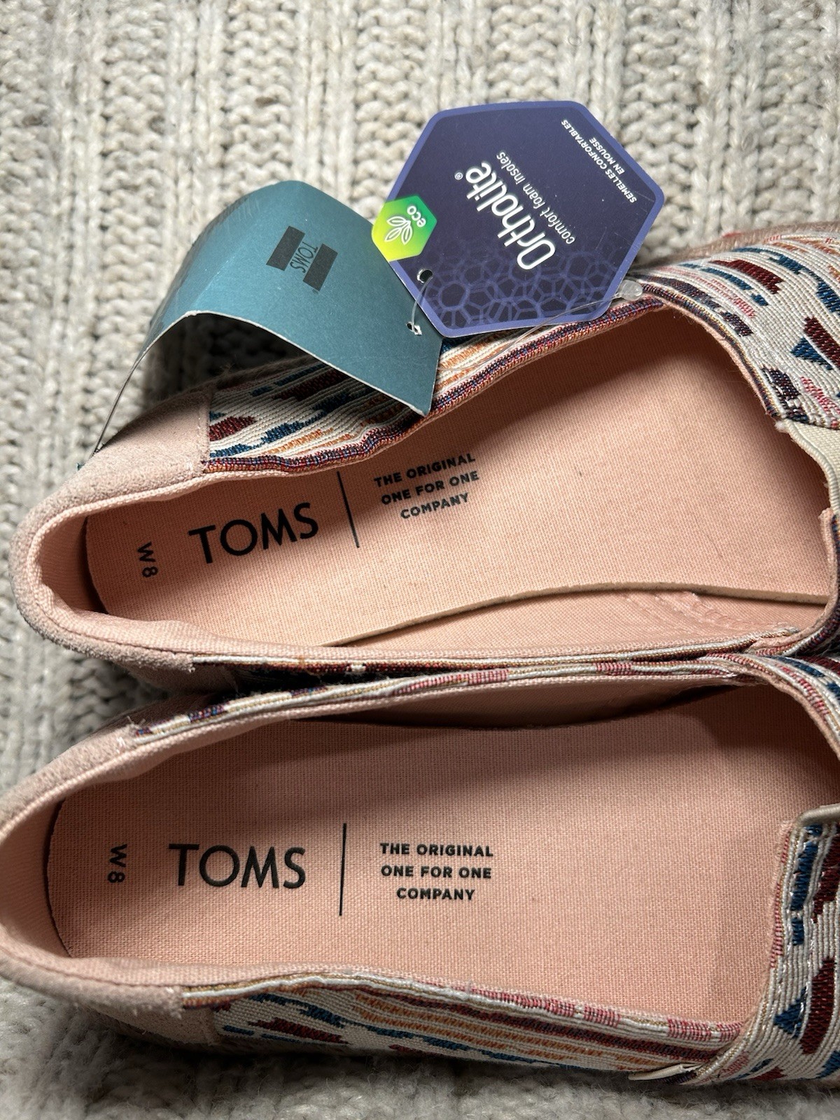 TOMS Women’s Alpargata Rope Slip On Shoes Natural Multi Global Woven Size 8 RARE