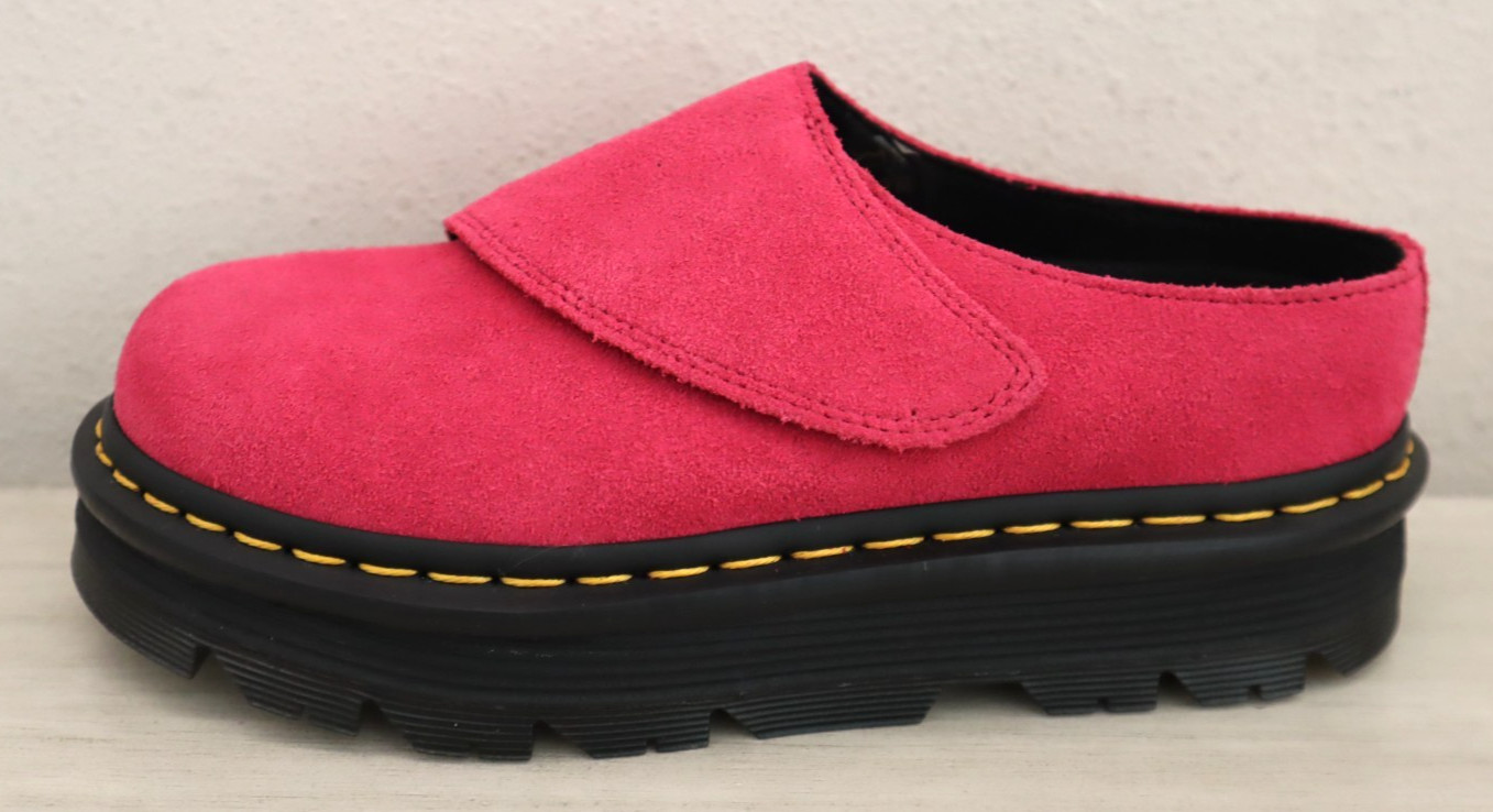 Dr. Martens Women’s Sz 7 Fuchsia Pink Bronx Suede Zebzag AnyWair Mules $130
