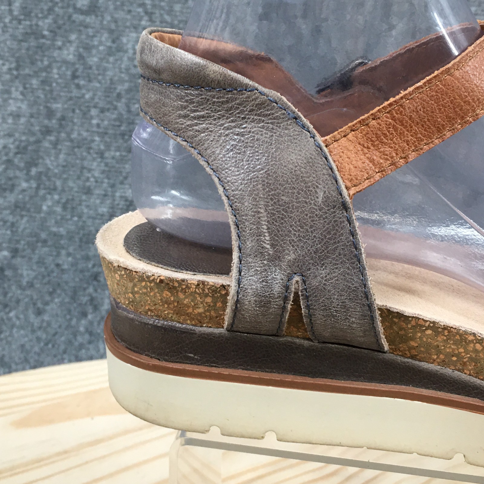 Josef Seibel Clea 01 Sandals Womens 38 Platform Ankle Strap Wedge Brown Gray