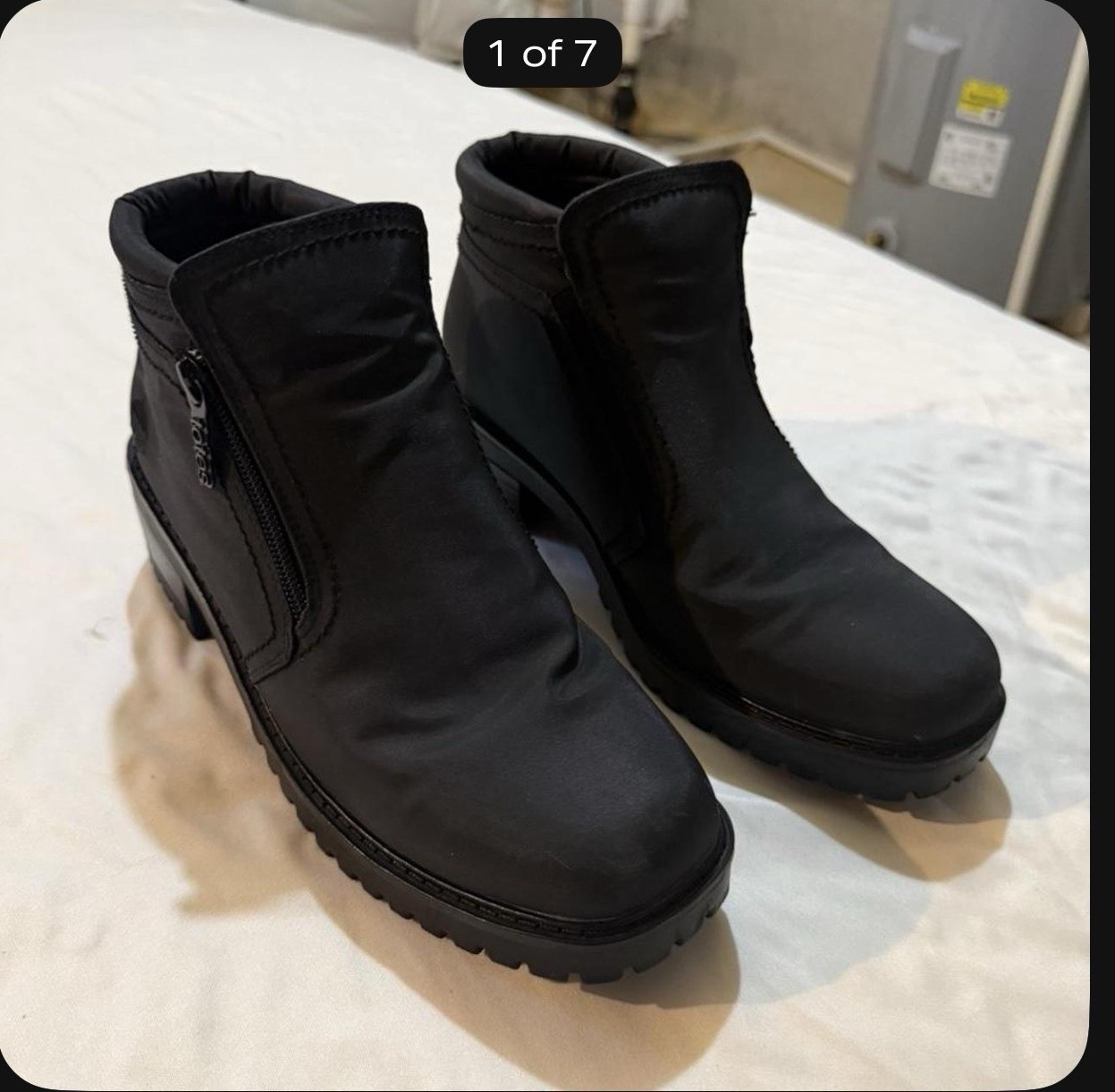 Totes Women’s Black Waterproof Ankle Bootie Zip Square Toe 9M