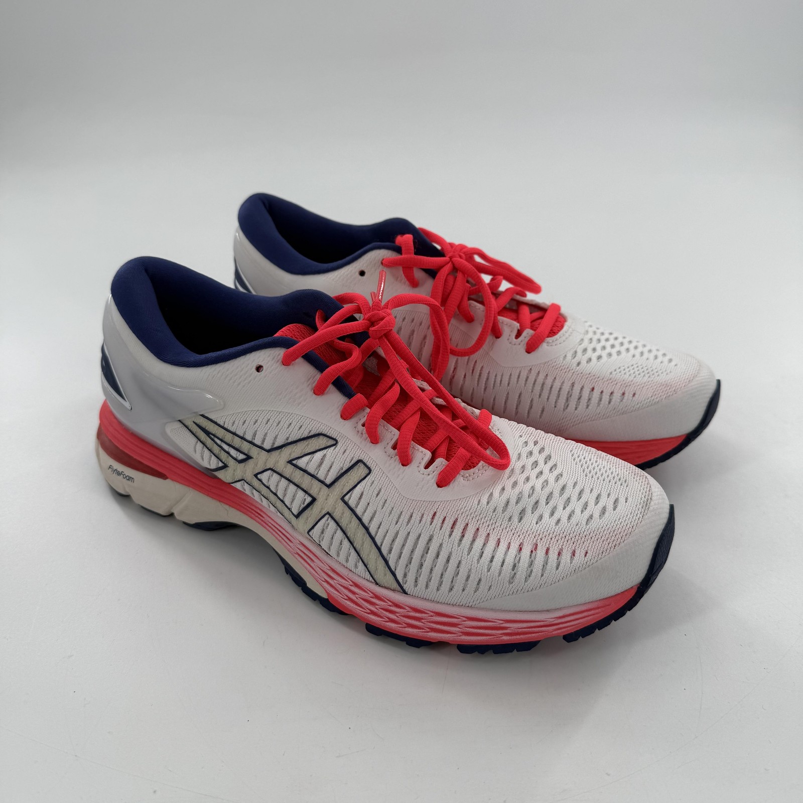 ASICS GEL-Kayano 25 Shoes Womens Size 9 White Pink Running Sneakers 1012A026
