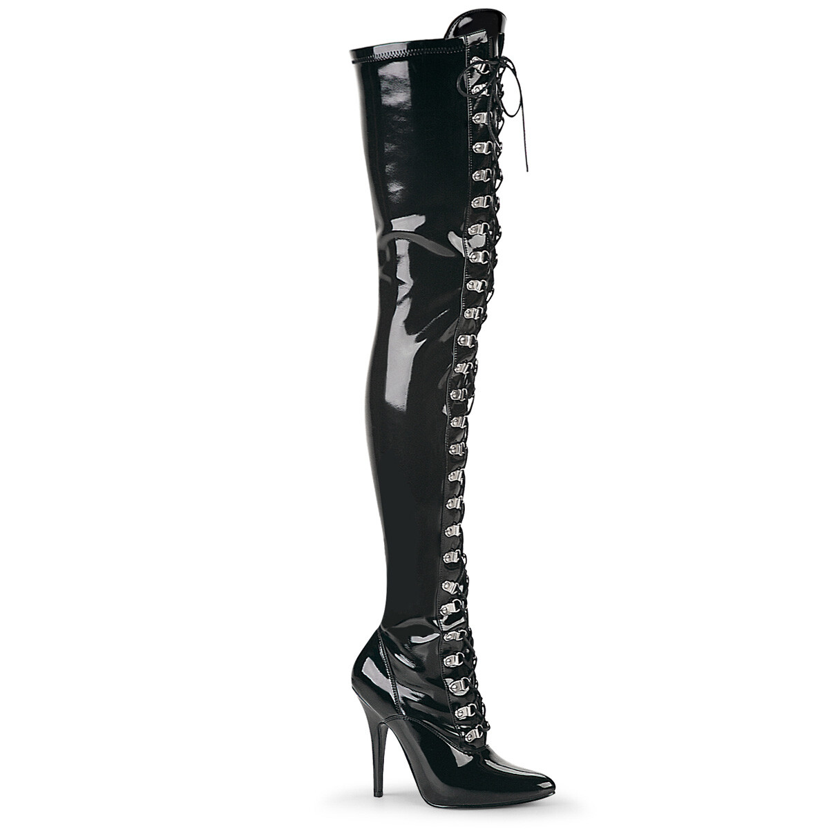 Red Thigh High Vinyl Latex Fetish Mens Drag Queen Lace Up Hooker Boots 12 13 14