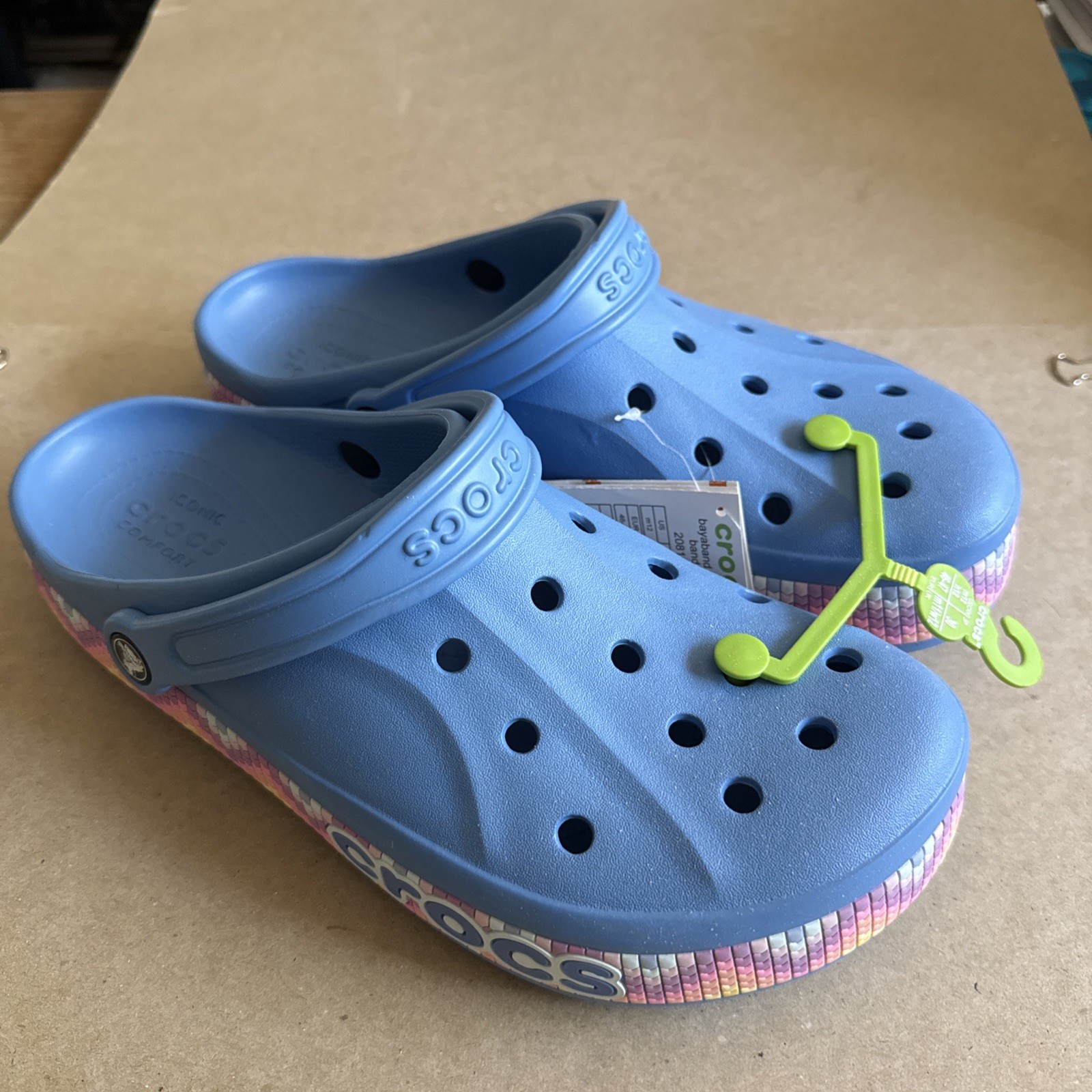 CROCS Baya Band Blue Multicolored Midsole M12 W14 – New