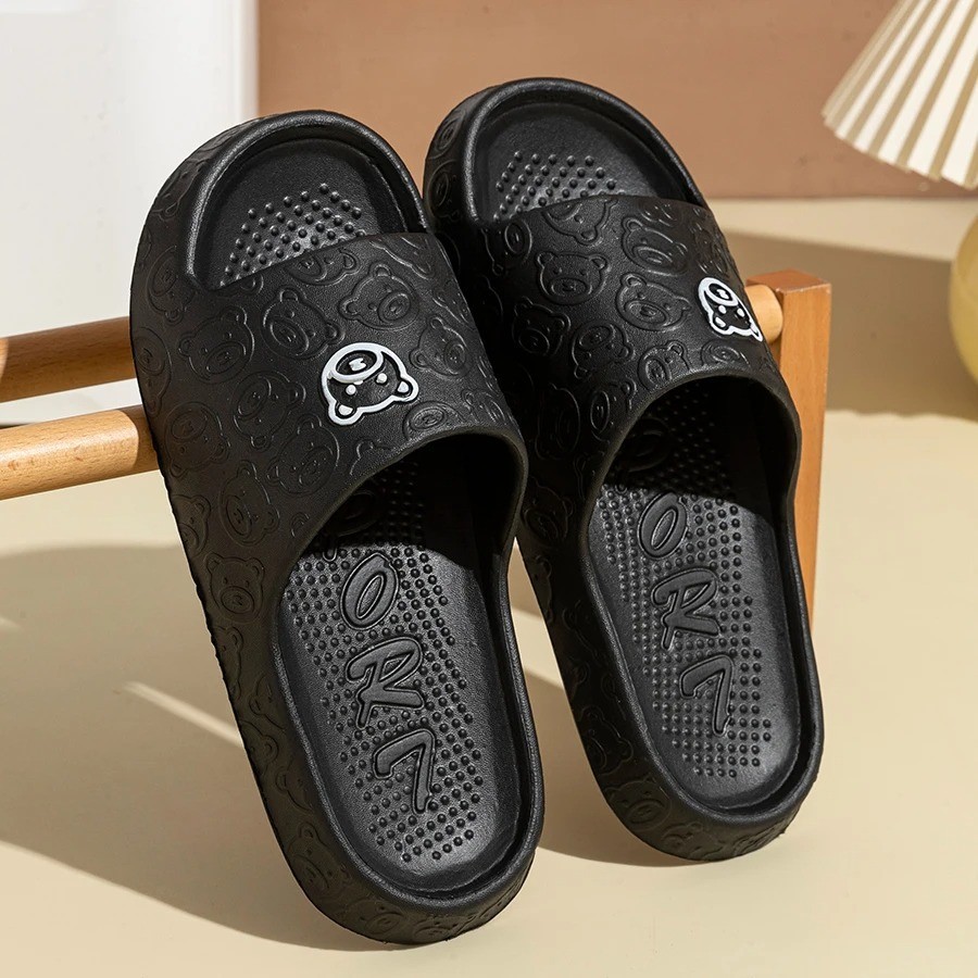 Bear Print Slippers | Non Slip Summer Sandals | Indoor Bathroom Shoes