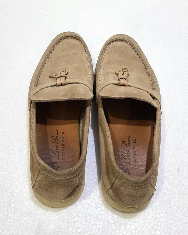 Loro Piana Beige Suede Summer Charms Walk Loafers Size EU 37 US 6.5