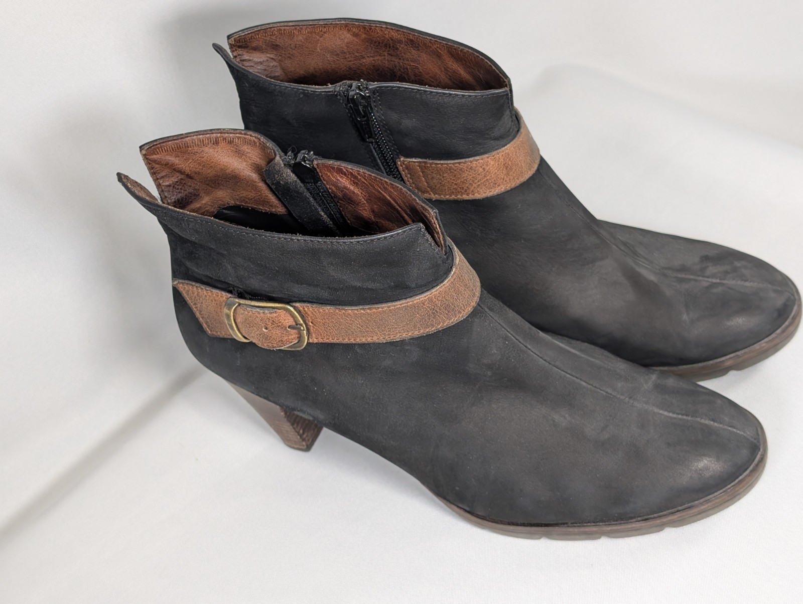 Paul Green Munchen – Womens Heeled Black Brown Leather Boots – Size US 11