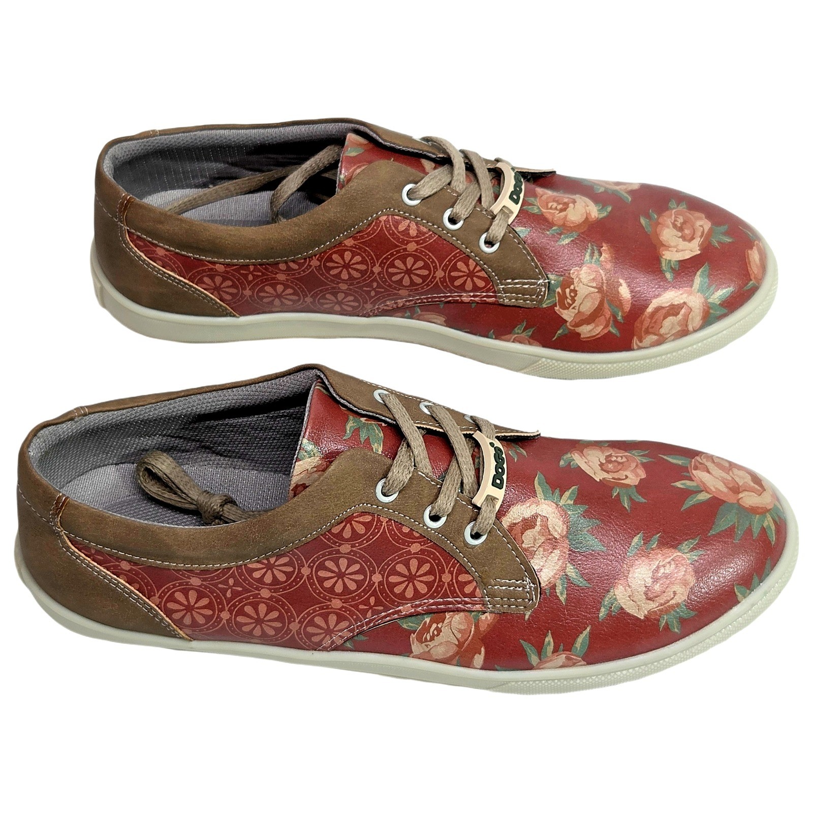 DOGO Floral Rose Low Top Sneakers Womens US 8 EU 41 Vegan Leather Lace Up New