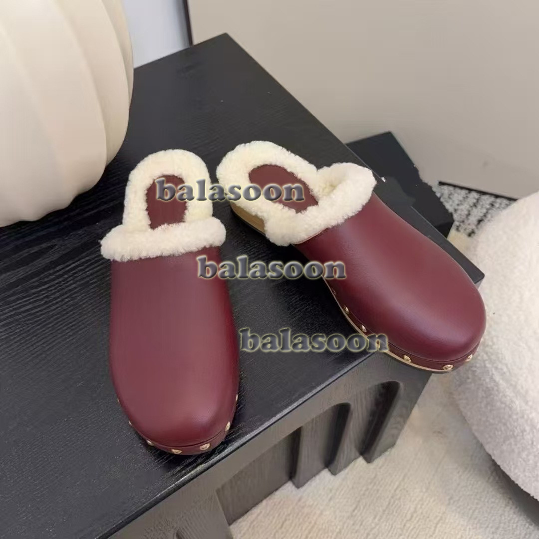 autumn winter round-headed flat-bottomed Baotou semi-slippers Mao Mao slippers