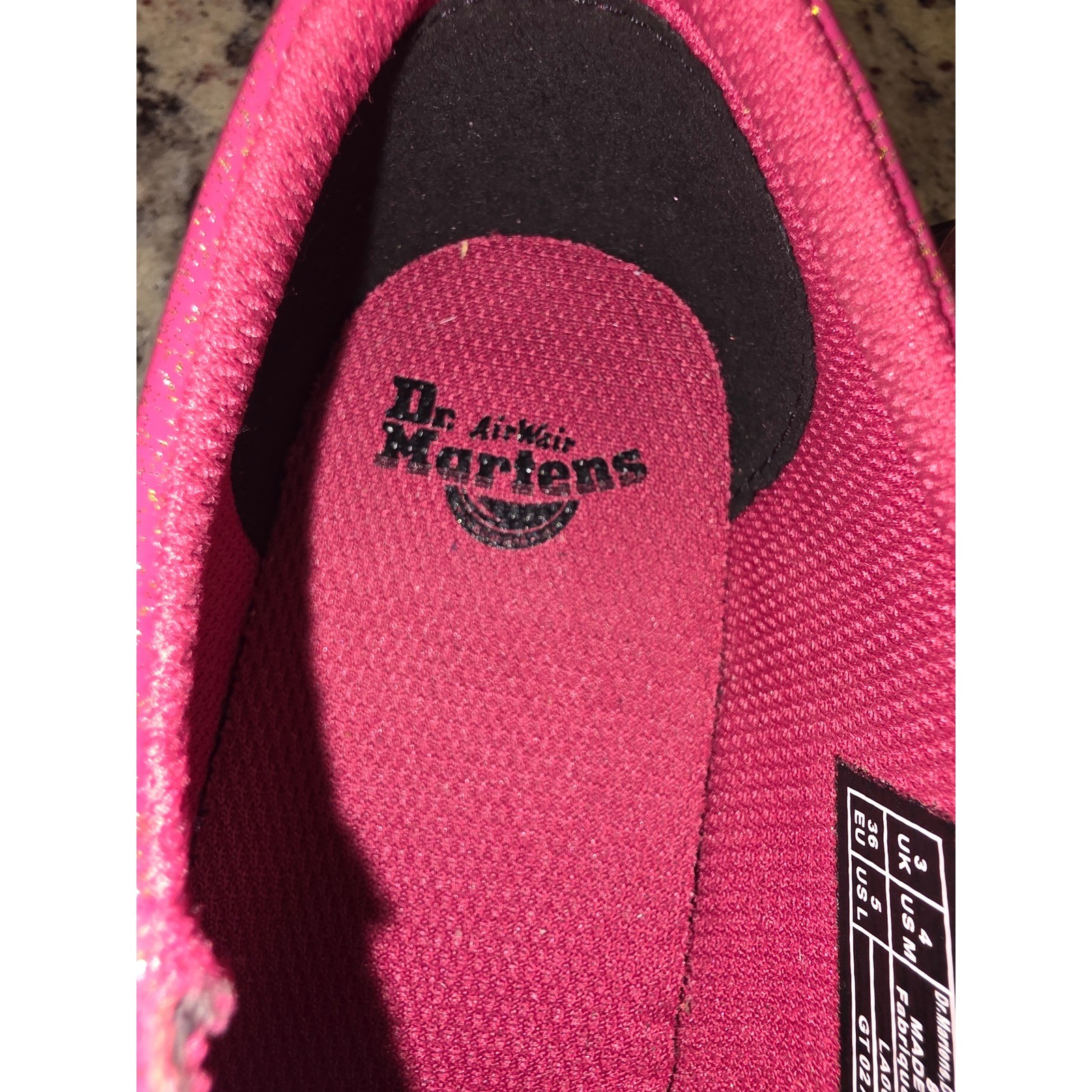 Dr. Martens 8065 J Pink Glitter Patent Leather Mary Jane Shoes Size US 5L EU 36