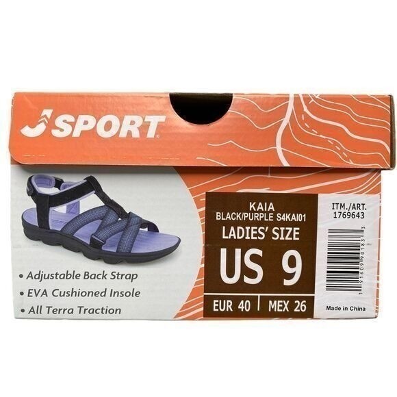 JSport by Jambu Kaia Ladies’ Strap Sandal Black Size 9 New in Box!