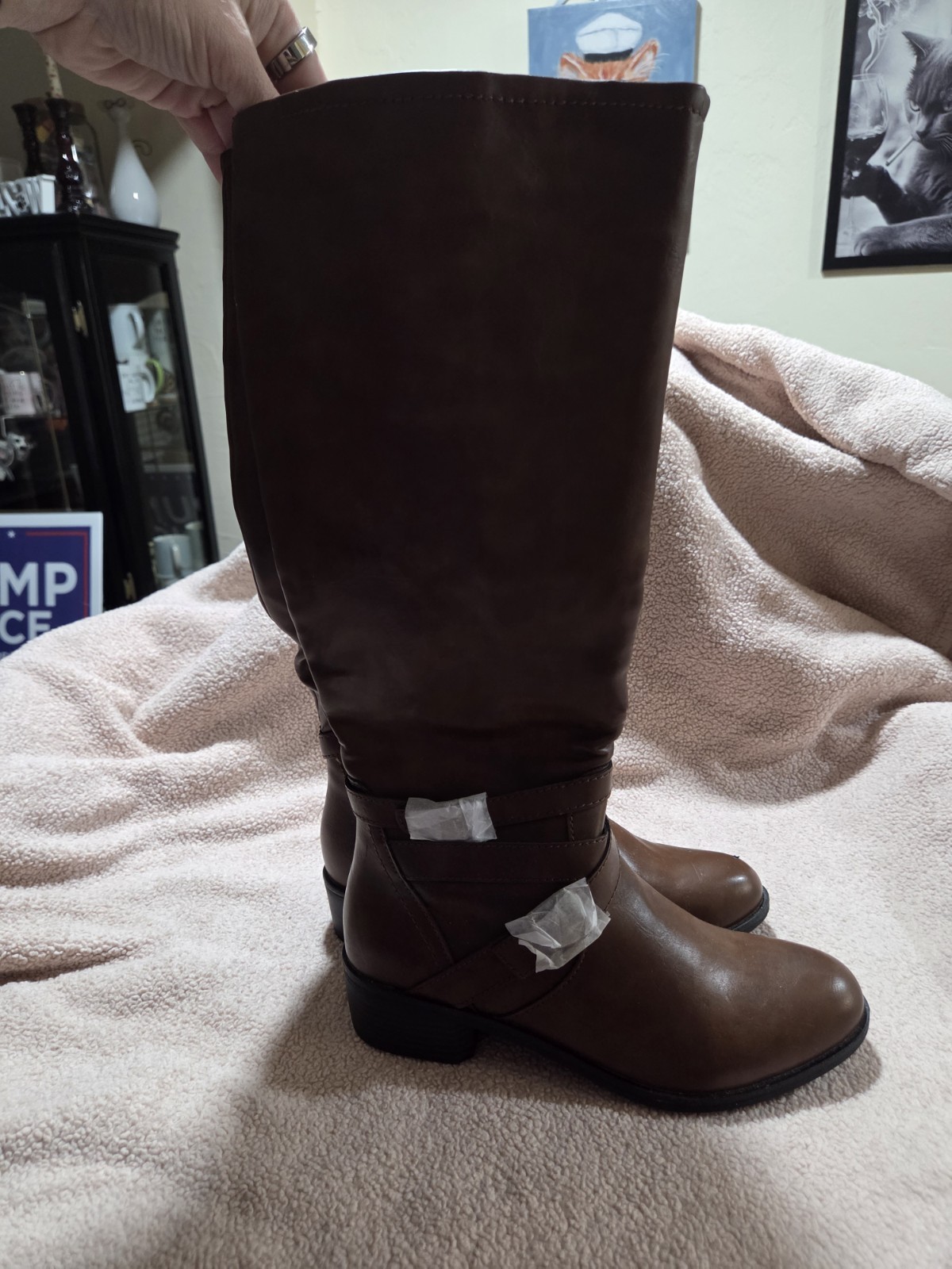 Gorgeous Brown Knee High Boots In Wide Calf Size 9.5M…Brand New Minor Damage