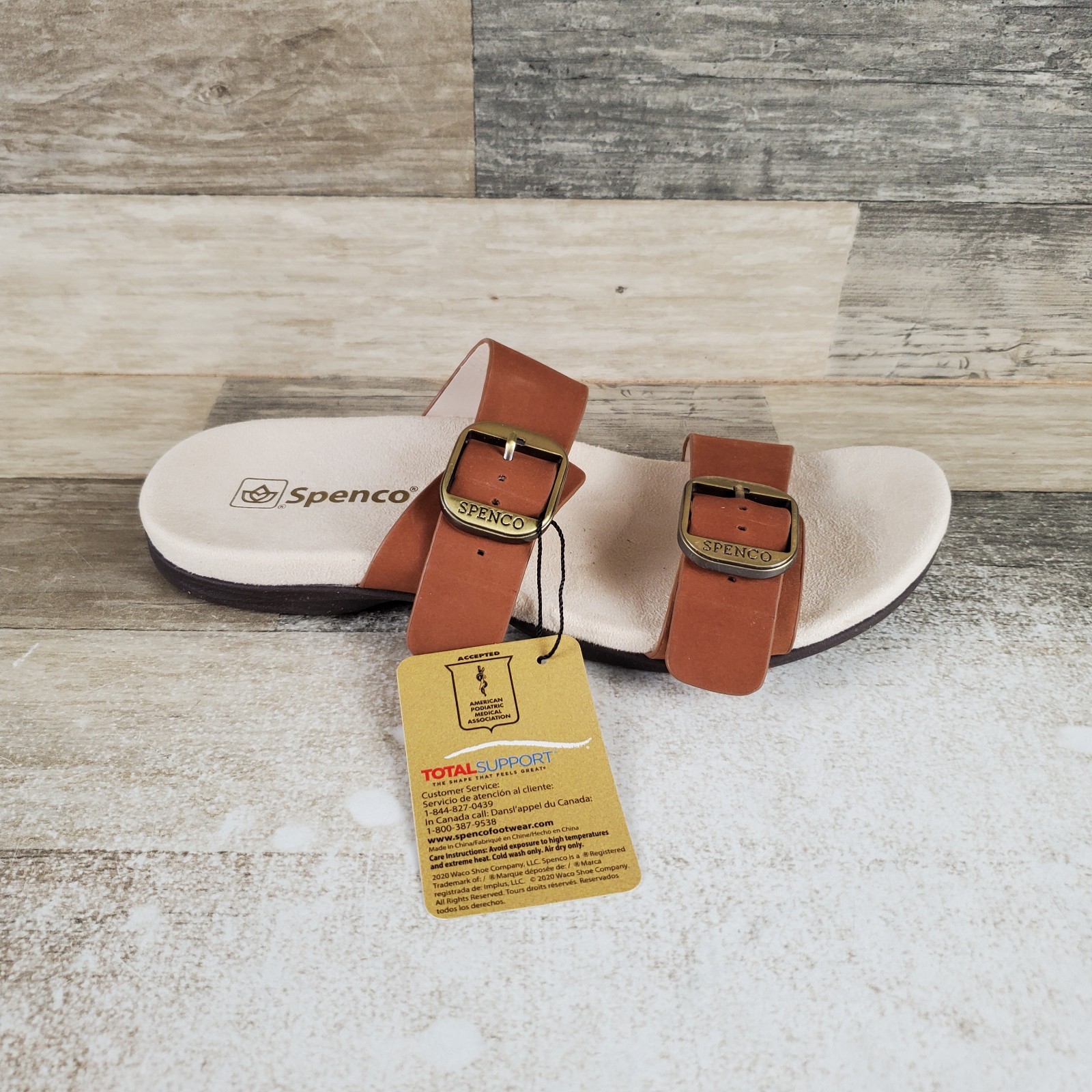 Spenco Vista Womens Slide Sandals Sz 9 D Saddle Leather Slip On Adjustable Strap