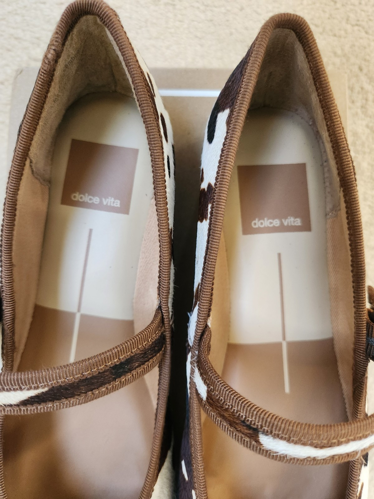 Dolce Vita Roslyn Ballet Flats Cocoa Taurus Calf Hair Real Fur Size 7.5 NIB