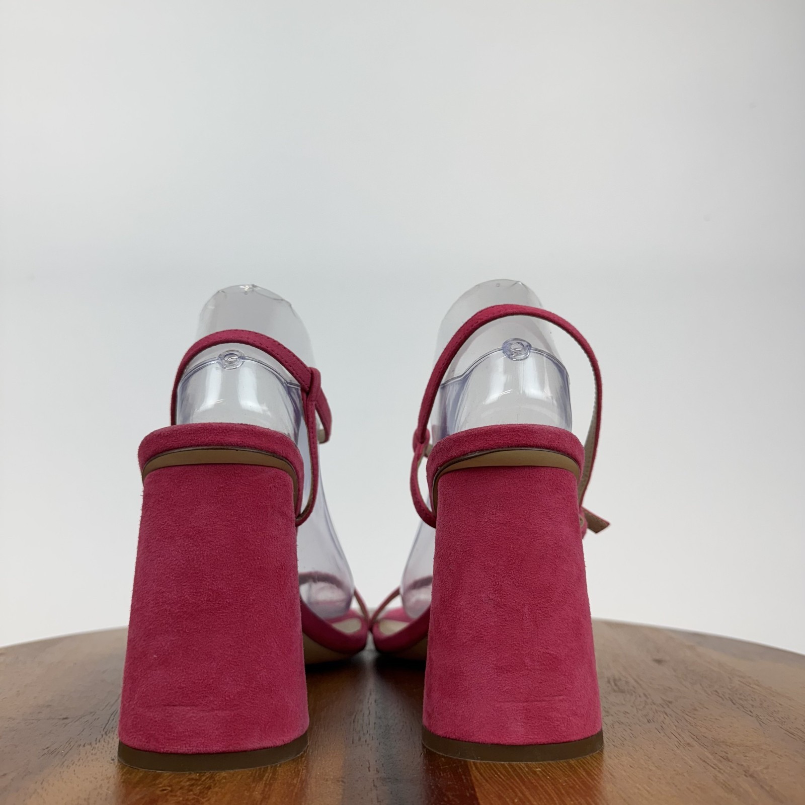 New $140 Womens Sam Edelman Kit Dahlia Pink Suede Heels Sandals Shoes Size 9.5 M