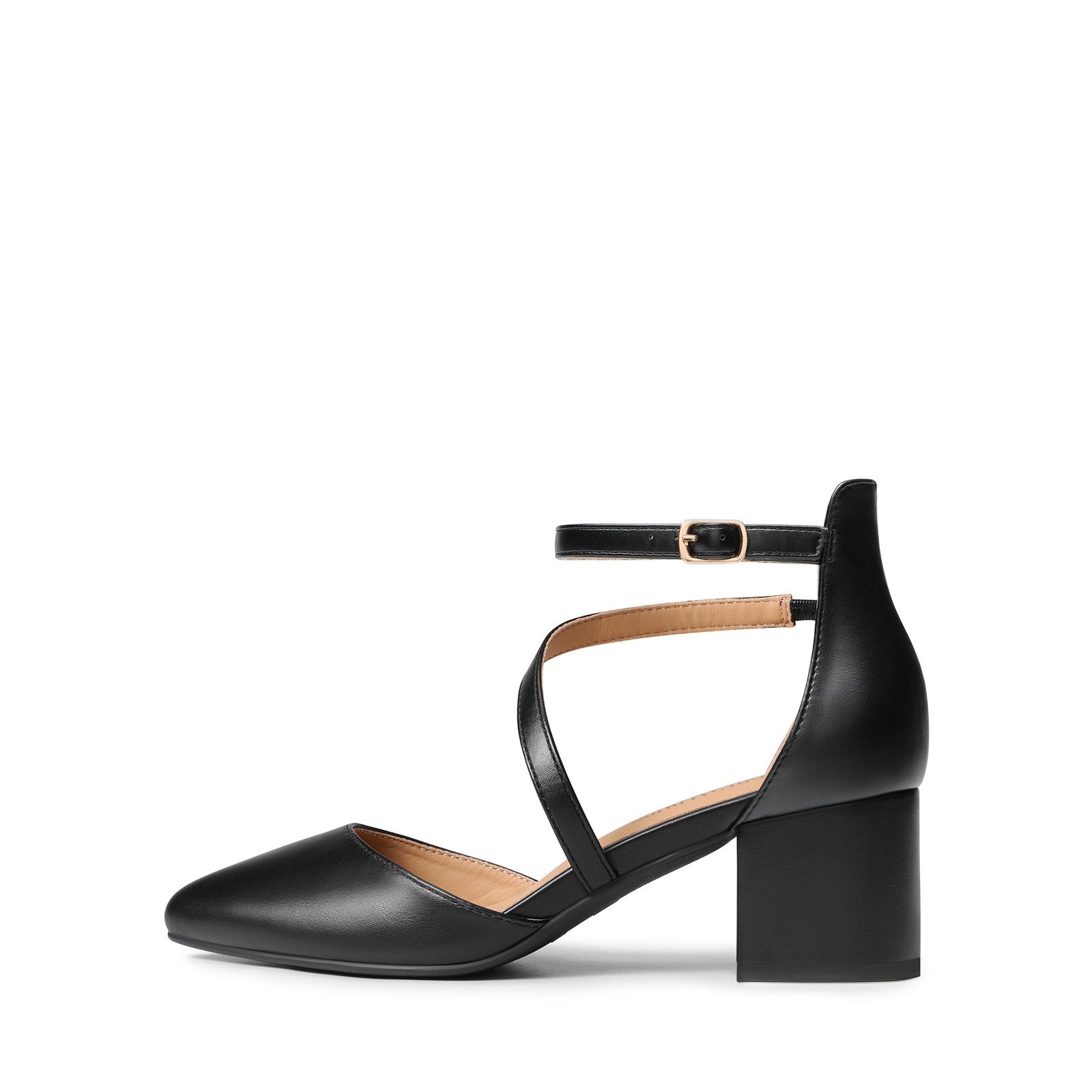 Women Pump Shoes Ankle Strap Low Chunky Block Heel Close Toe Dress Pump Shoes