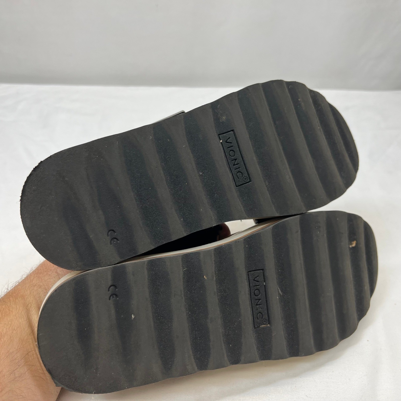 Vionic Brielle Black Platform Slide Sandals Orthotic Adjustable Straps Women 8.5