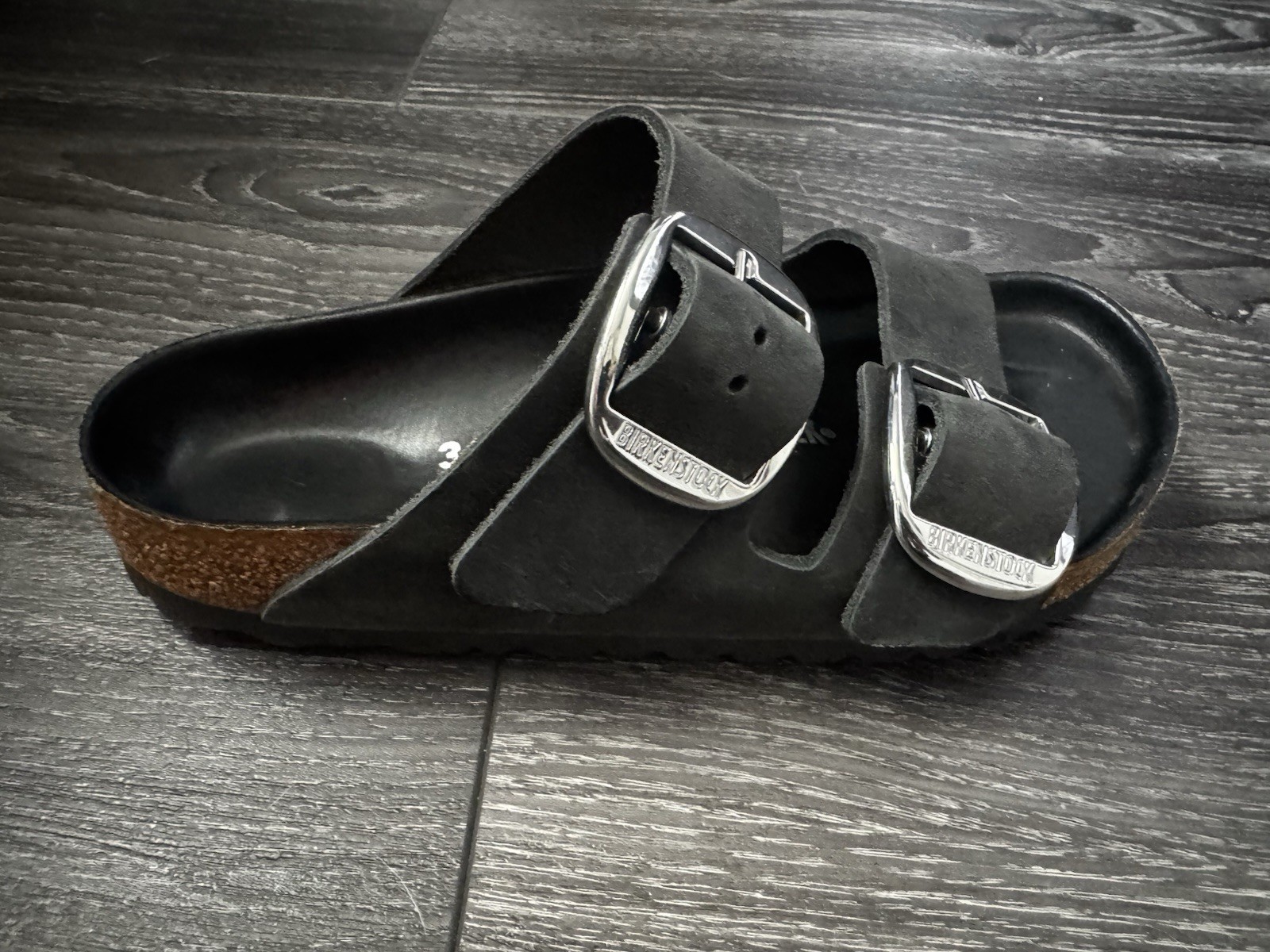 Birkenstock Arizona Big Buckle Black Oiled Leather Size 36 US 5 Narrow Sandals