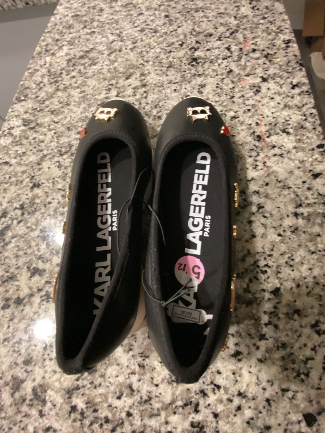 Karl Lagerfeld Paris Charm-Embellished Black Ballet Flats