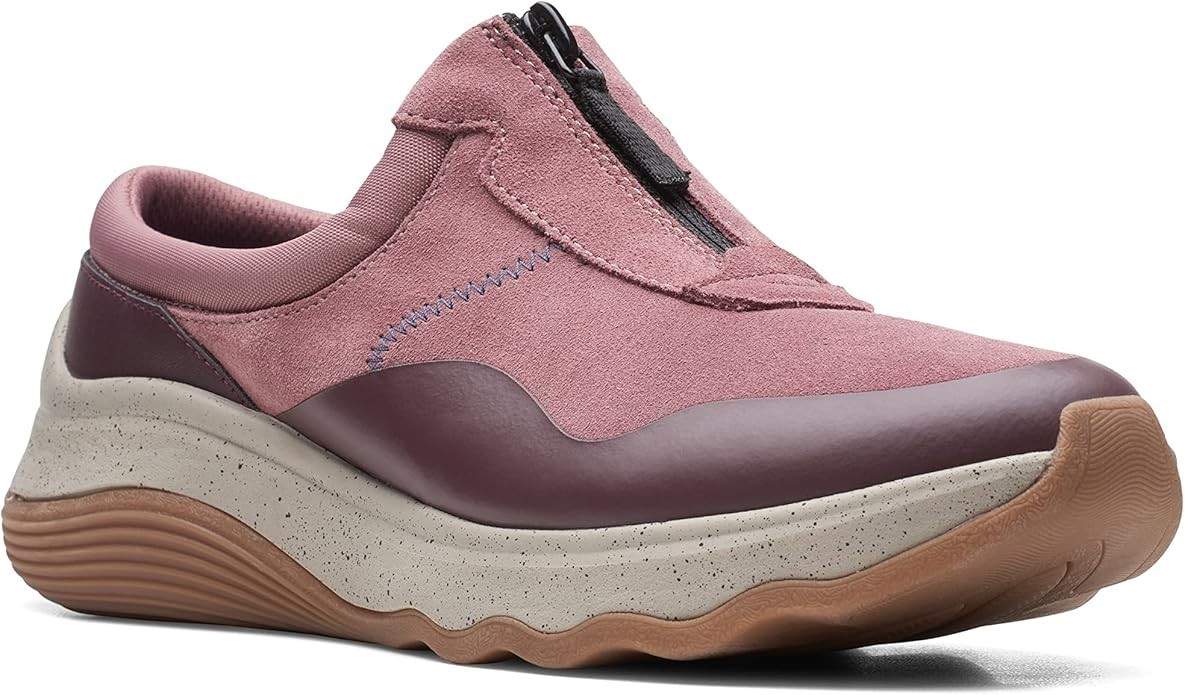 Clarks Jaunt Way Clog, Dark Rose Suede