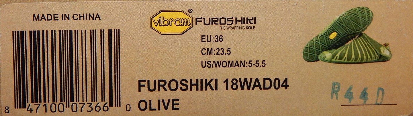 Vibram Furoshiki Wrapping Sole Size US 5-5.5 M EU 36 Women’s Shoes Olive 18WAD04