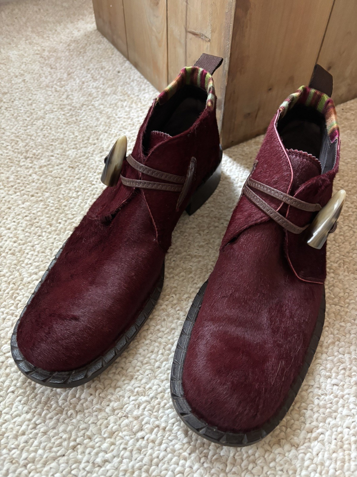 Goffredo Fantini Women’s 38 calfhair shoes burgandy unique