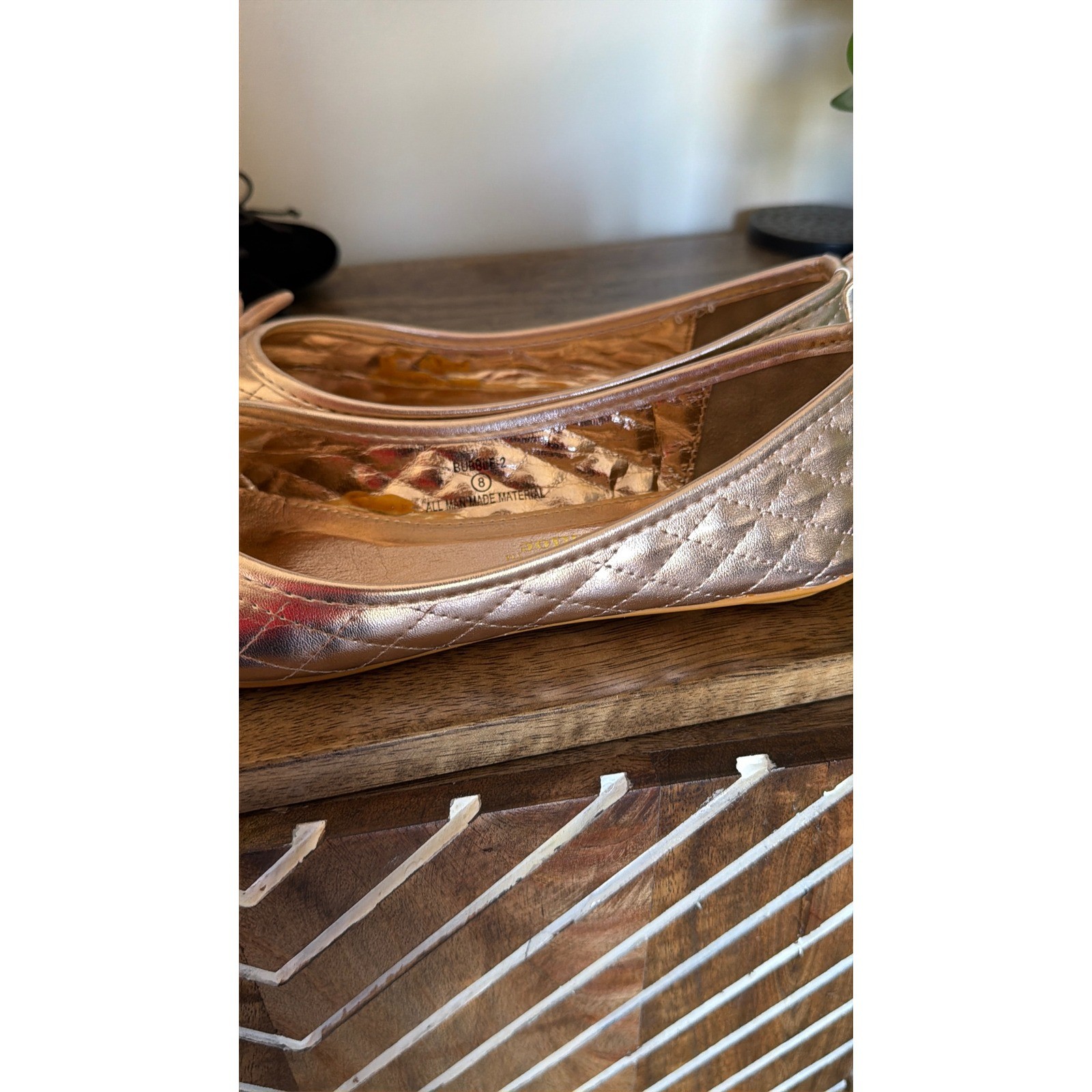 Chase & Chloe GAP Ballet Flats Women 8 Rose Gold Black Bundle Quilted Velvet Bow