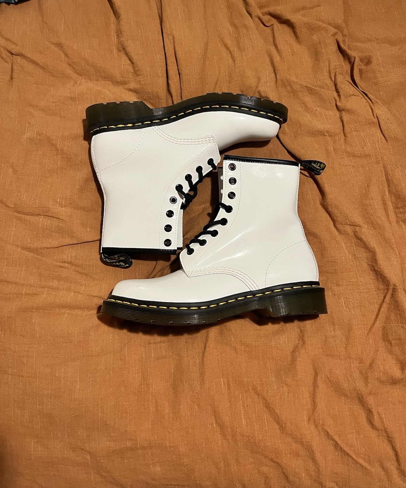 Dr. Martens Air Wair 1460 Patent Lamper Boot White Standard Fit UK 6 EU 39 US 8