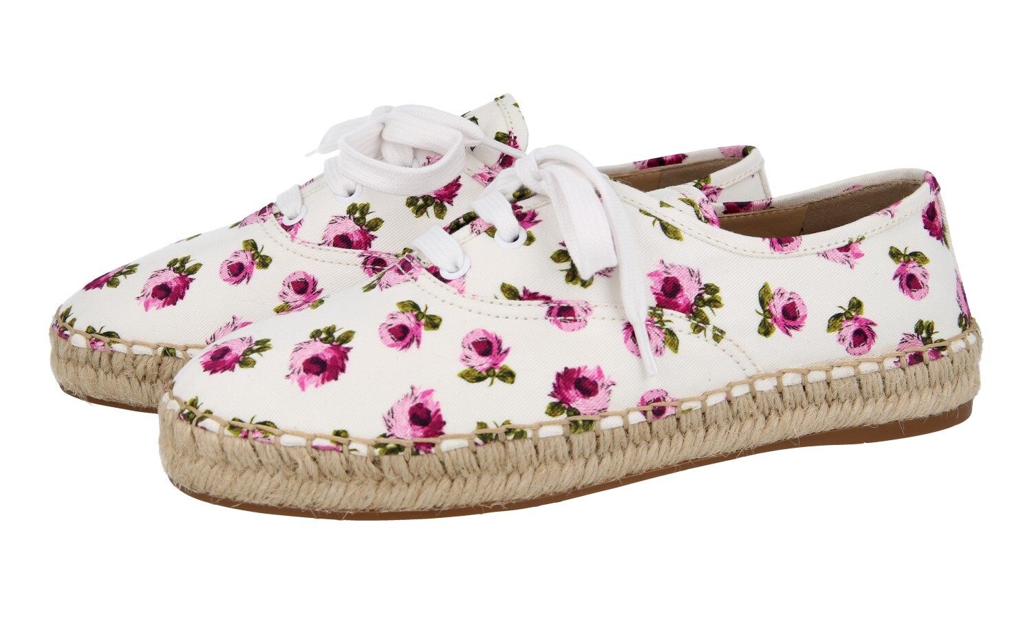 PRADA Canvas Leather Summer Shoes Espadrilles 1E988L Roses NEW – US 6.5 EU 36,5