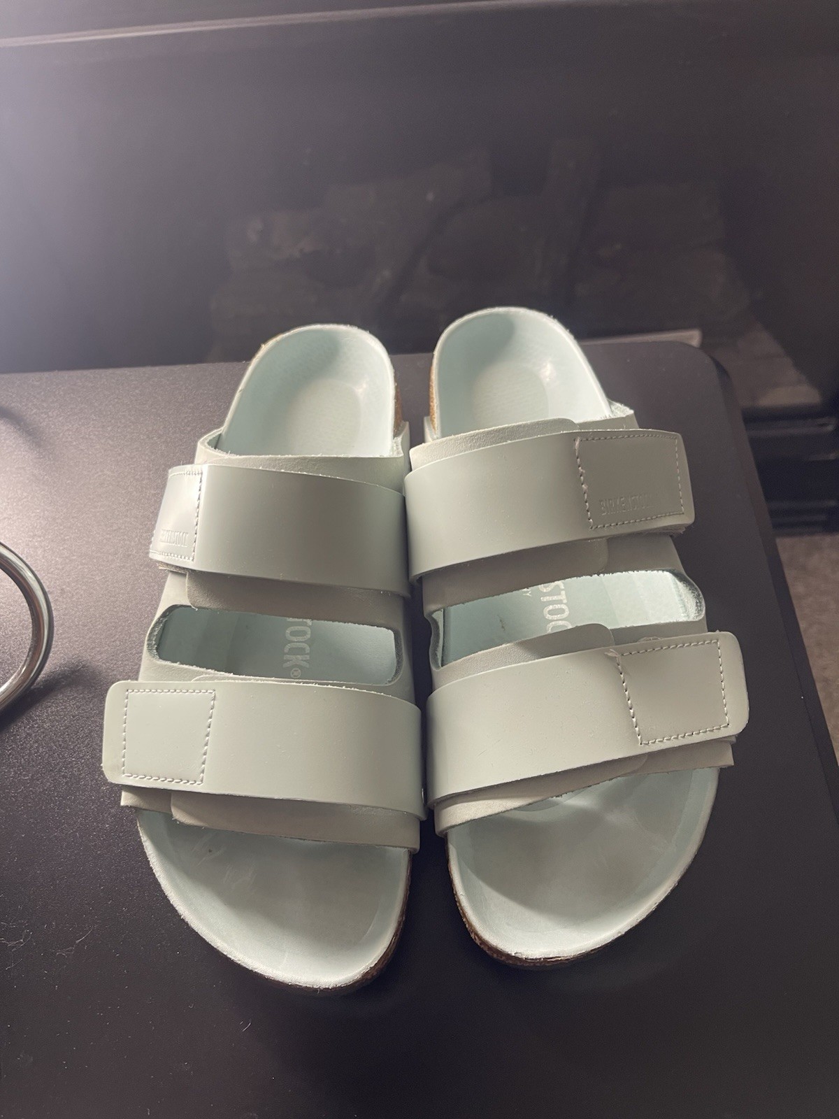 Birkenstock Women’s Blue Slide Sandals Hook & Loop Cork Leather EU 39 US 8