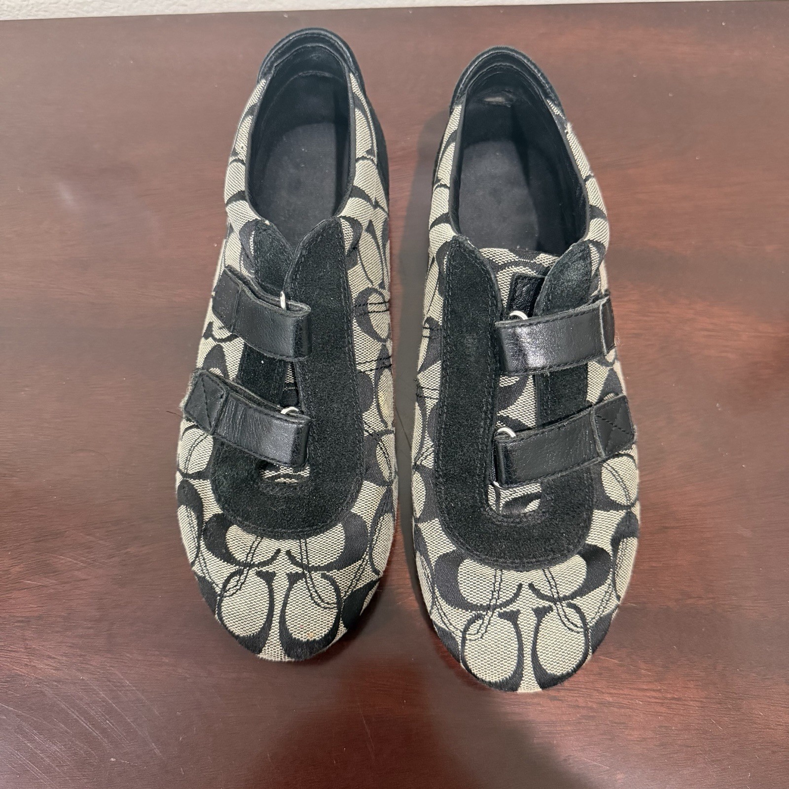 Women’s Vintage Coach Signature Gretel Black Strap Sneakers Size 8