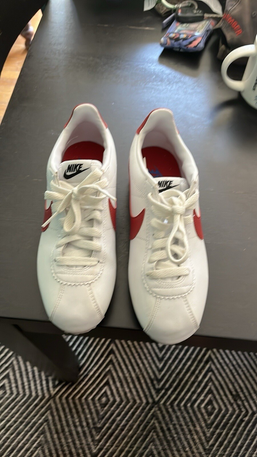 Size 7- Nike Classic Cortez Leather White Red