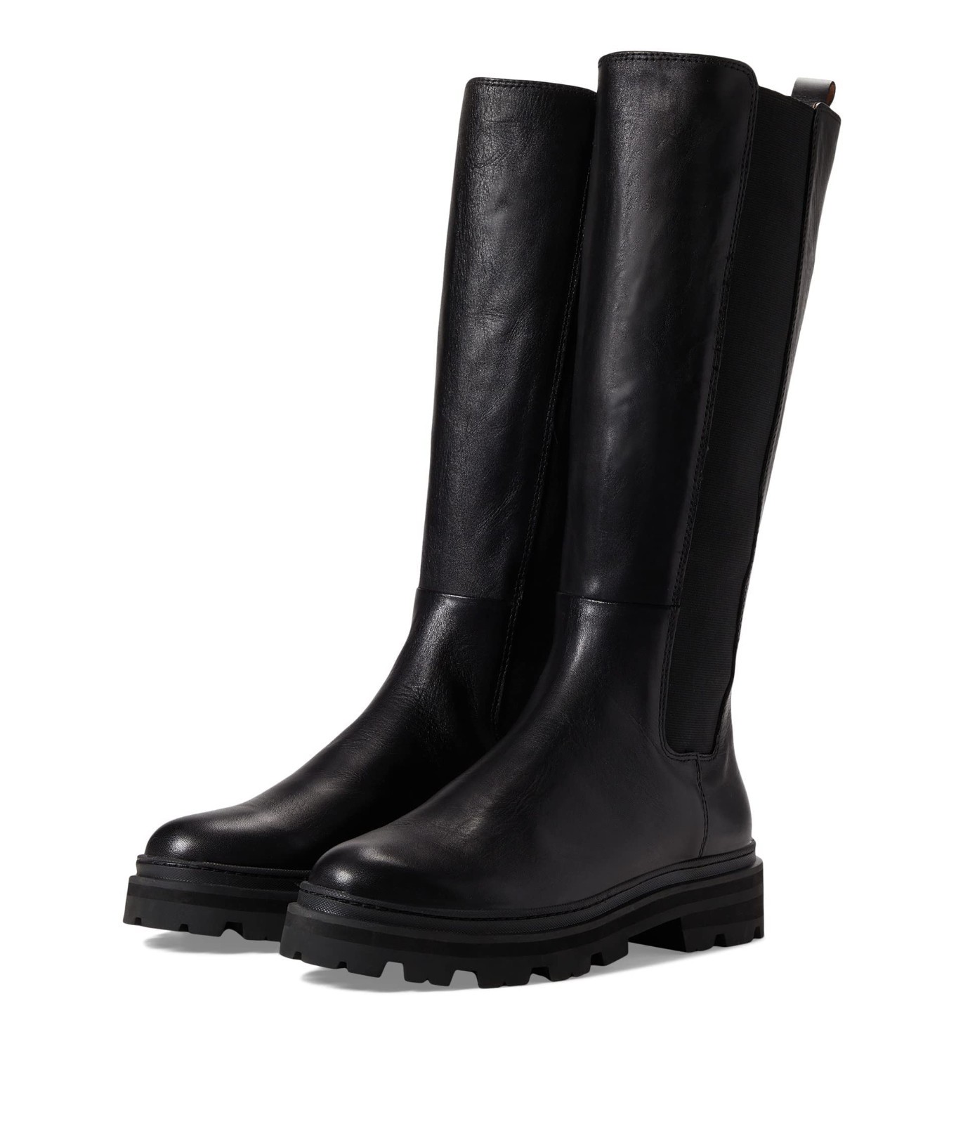 New Madewell Porter Tall Boot Extended Leather Lugged Block Heel Black 9.5 M