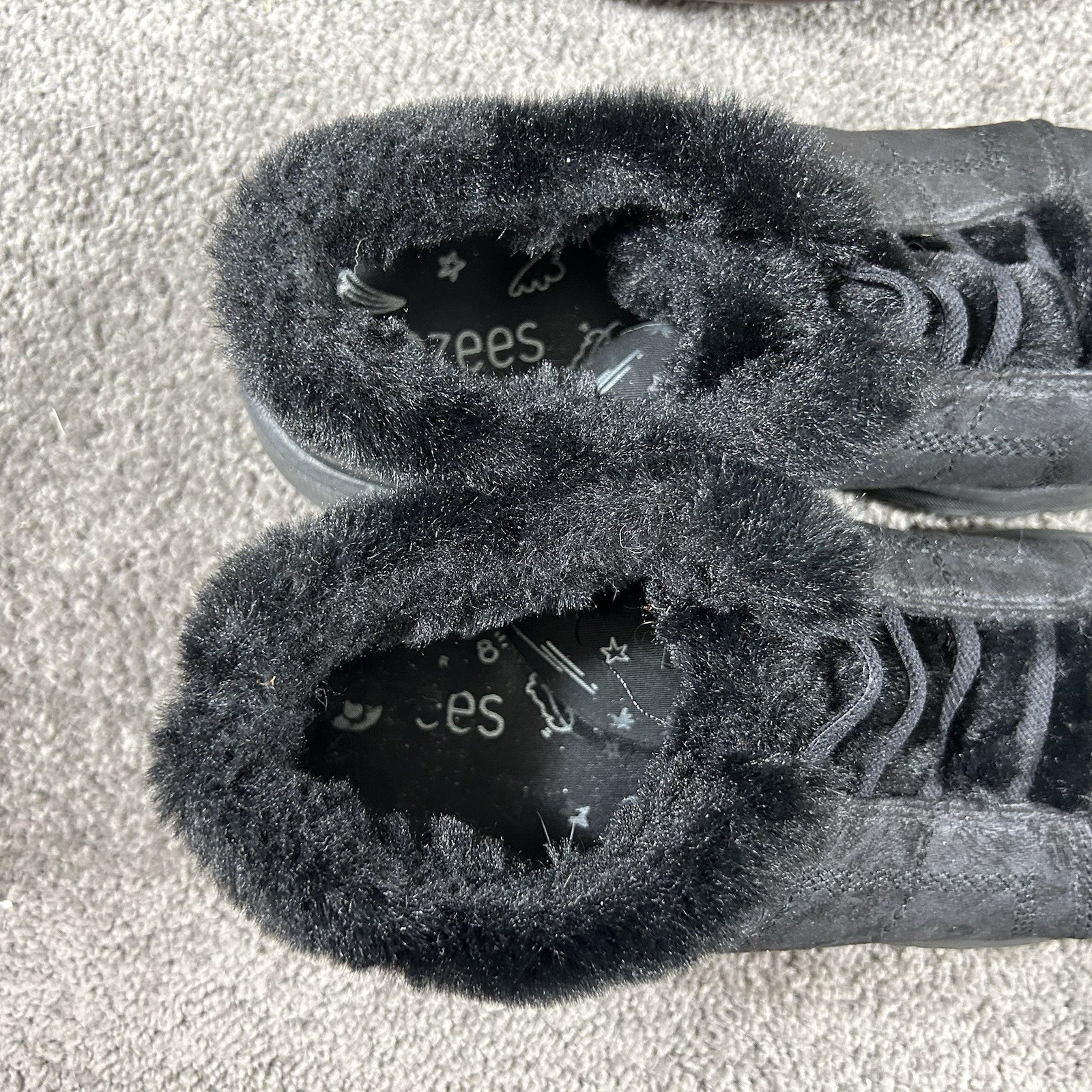 Bzees Golden Women’s Size 7.5 Black Faux Fur Trim Slip On Comfort Shoes Used