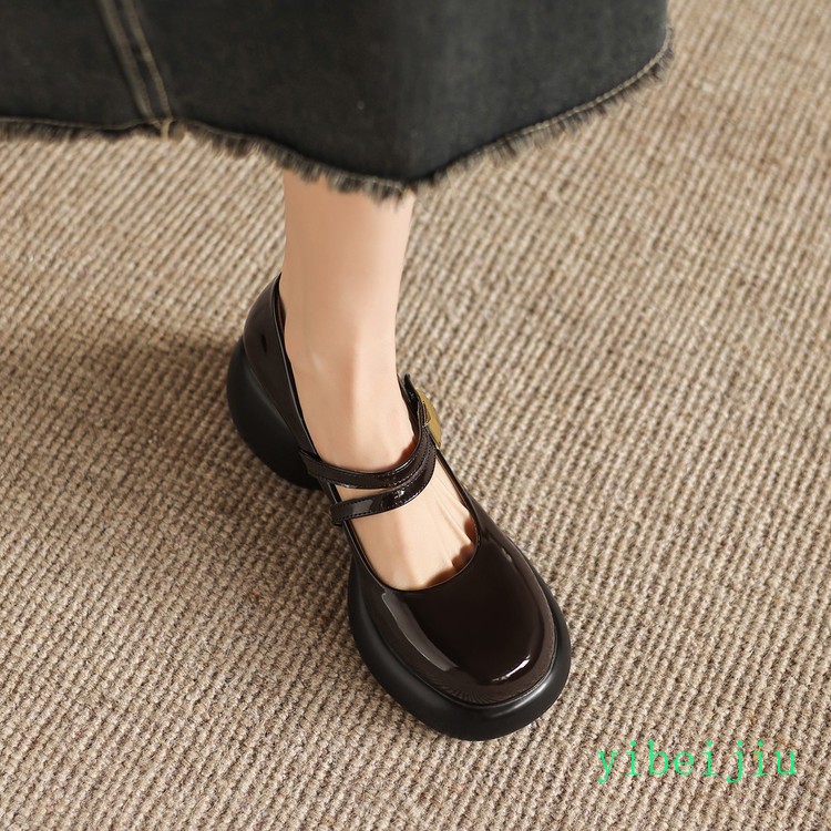 Womens Big Round Toe Mary Jane Mid Chunky Heel Dress Formal Shoes Spring Autumn