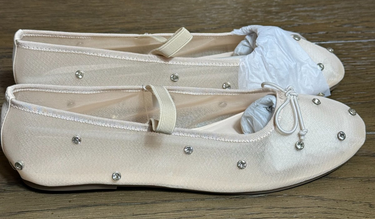 Project Cloud Amity Women’s Ballet Flat Crystal Size 10 Nude Memory Foam