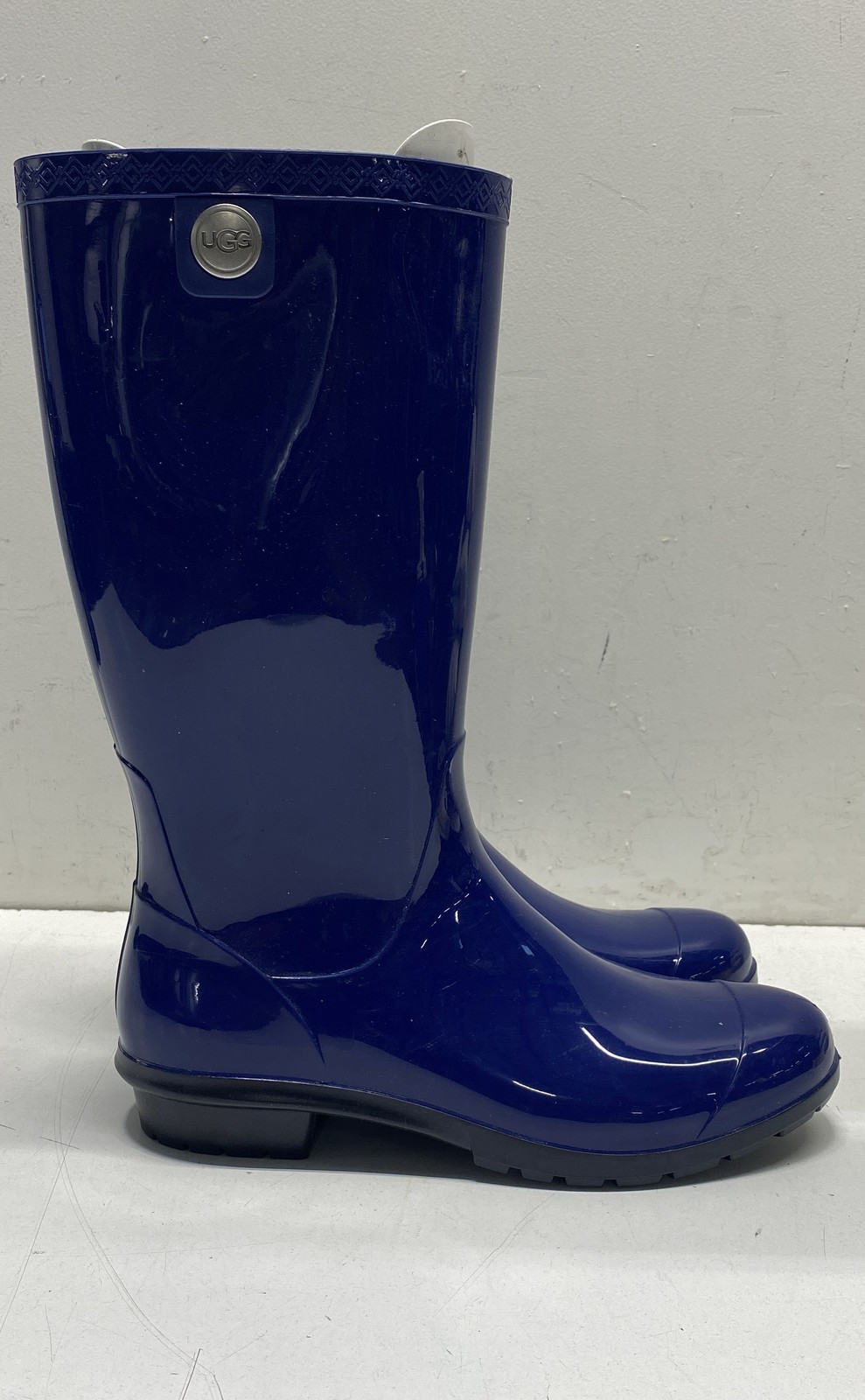 UGG Shaye Navy Blue Glossy Tall Rubber Rain Boots Women’s Size 9