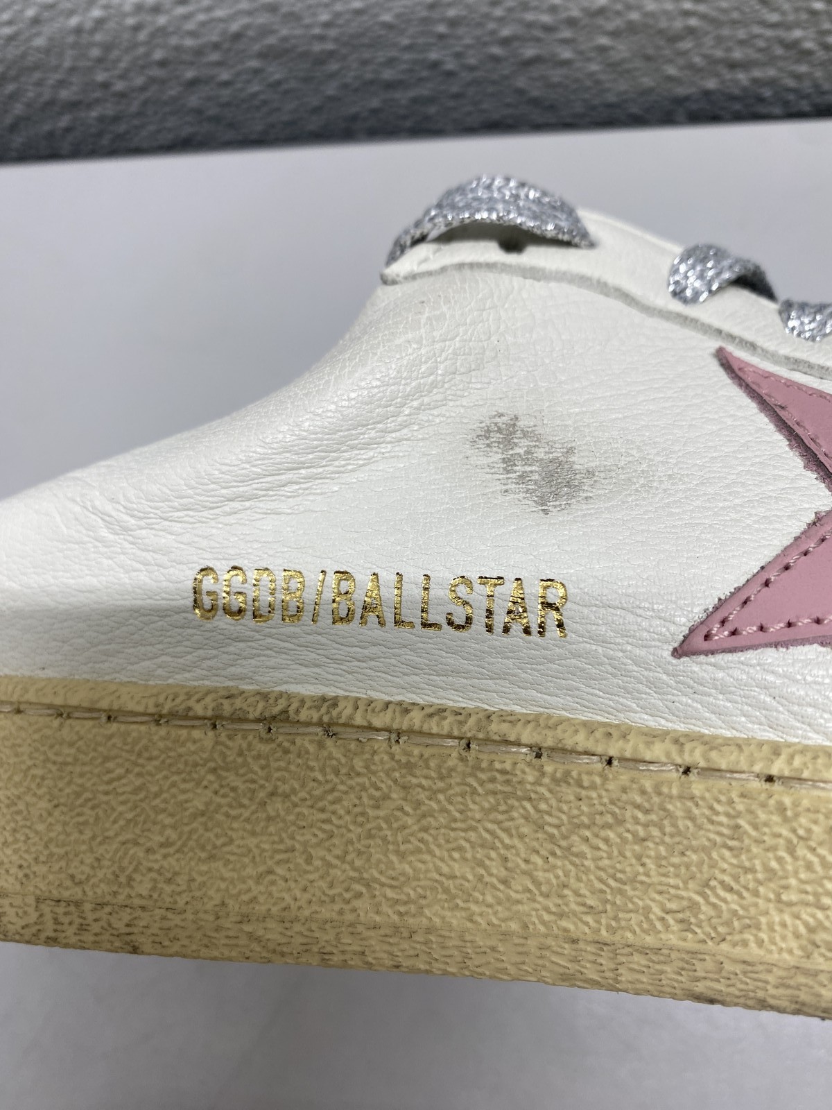 Golden Goose Womens Bali Star Sabot Slip-on Leather Sneakers Size 10 White, Pink