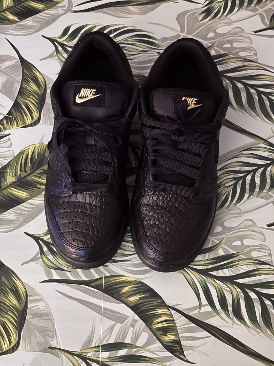 Nike Dunk Low SS Black Metallic Gold Crocodile Embossed
