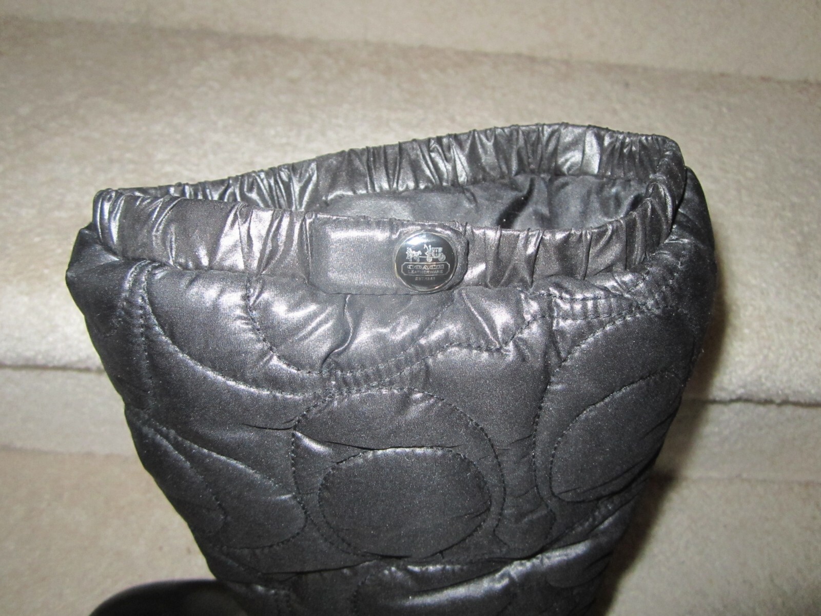 Coach CANTINA Signature Quilted Wedge Platform Mid-Calf Boot Black Women 9M New