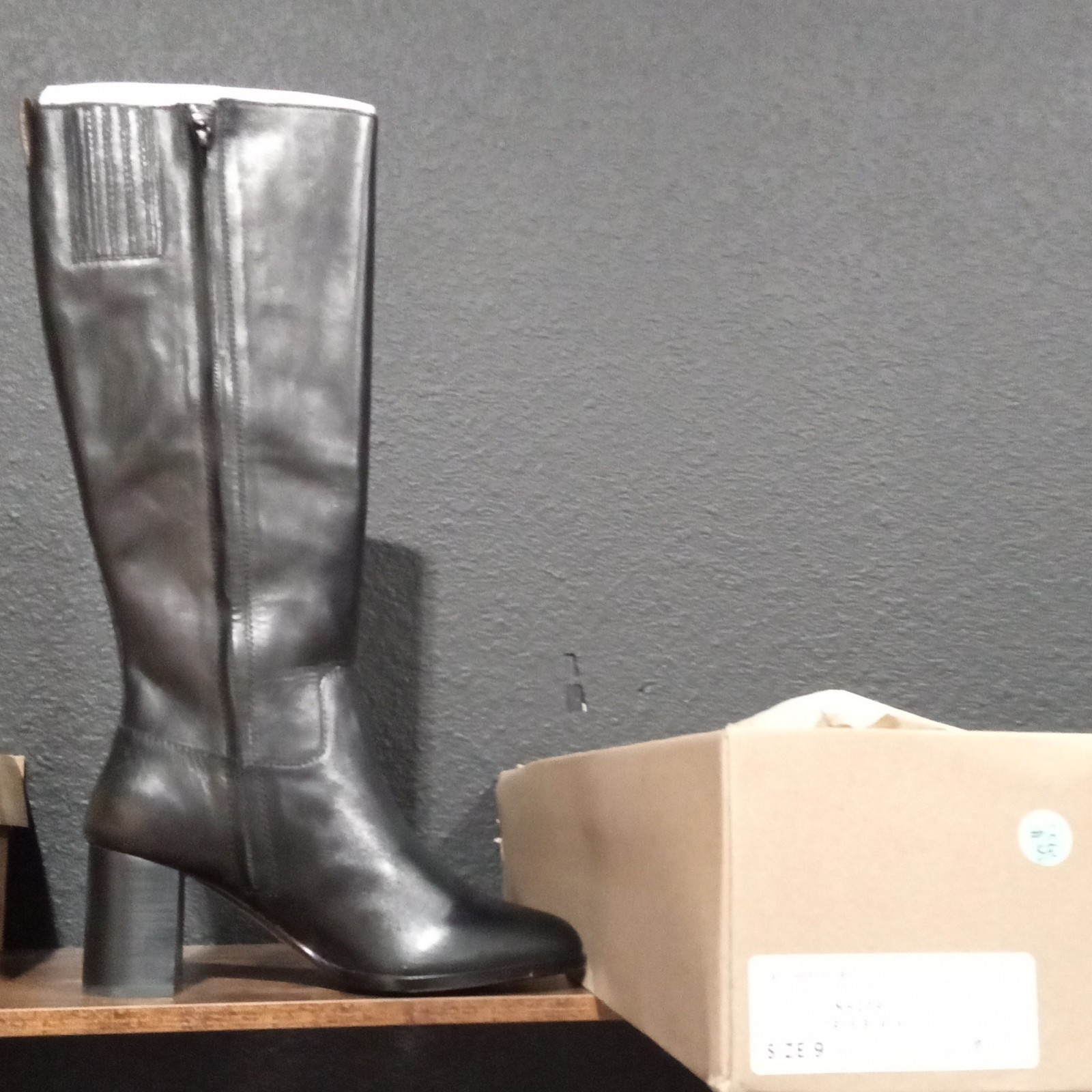 Madewell NH209 Women’s Knee High Leather Boots Zip Round Toe Black 9.5 Standard
