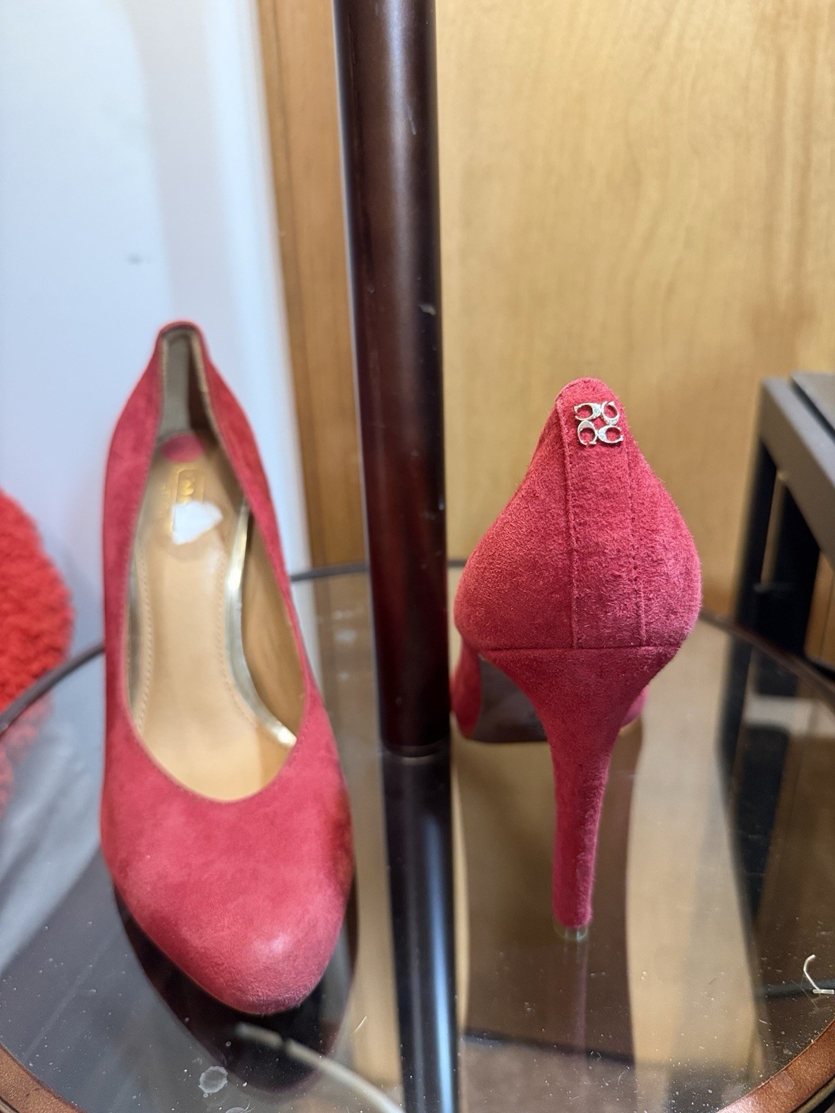 NEW Vintage Coach Red Suede Pumps Size 8.5 Stiletto Heel Classic Designer Heels