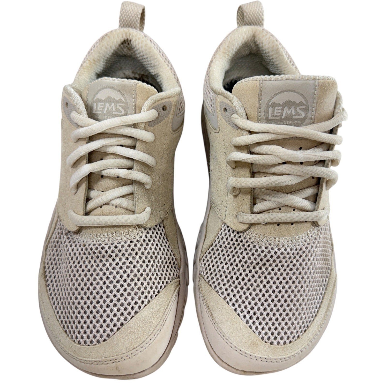 Lems Primal Zen Barefoot Sneakers Women Size 7 White Sand Mesh Suede