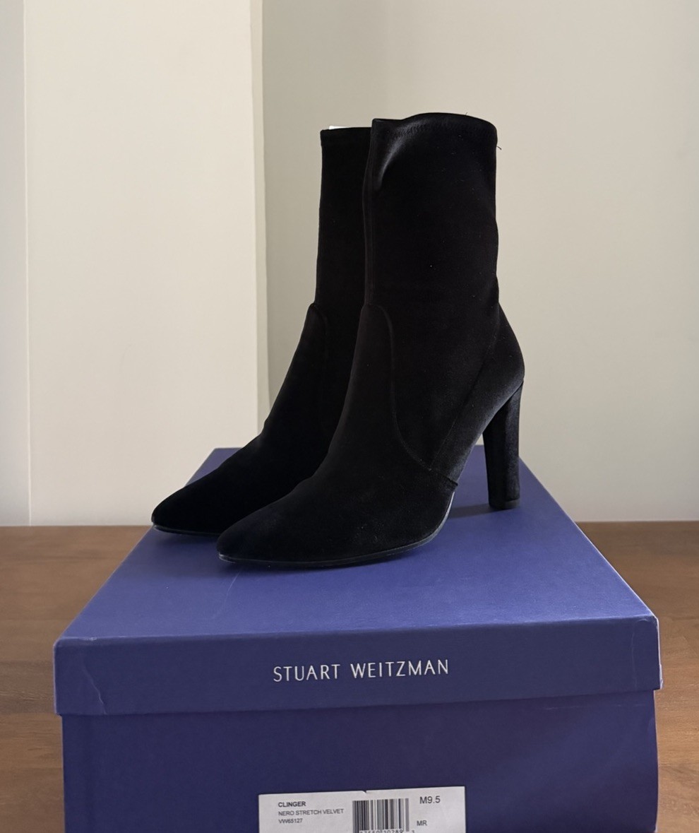 Stuart Weitzman Women’s Clinger Stretch Velvet Boots Sz 9.5
