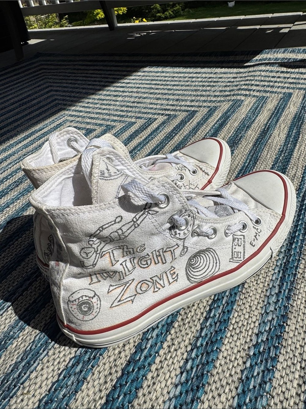 Converse White High-Top Sneakers character Twilight Zone Munsters Adams Graphics