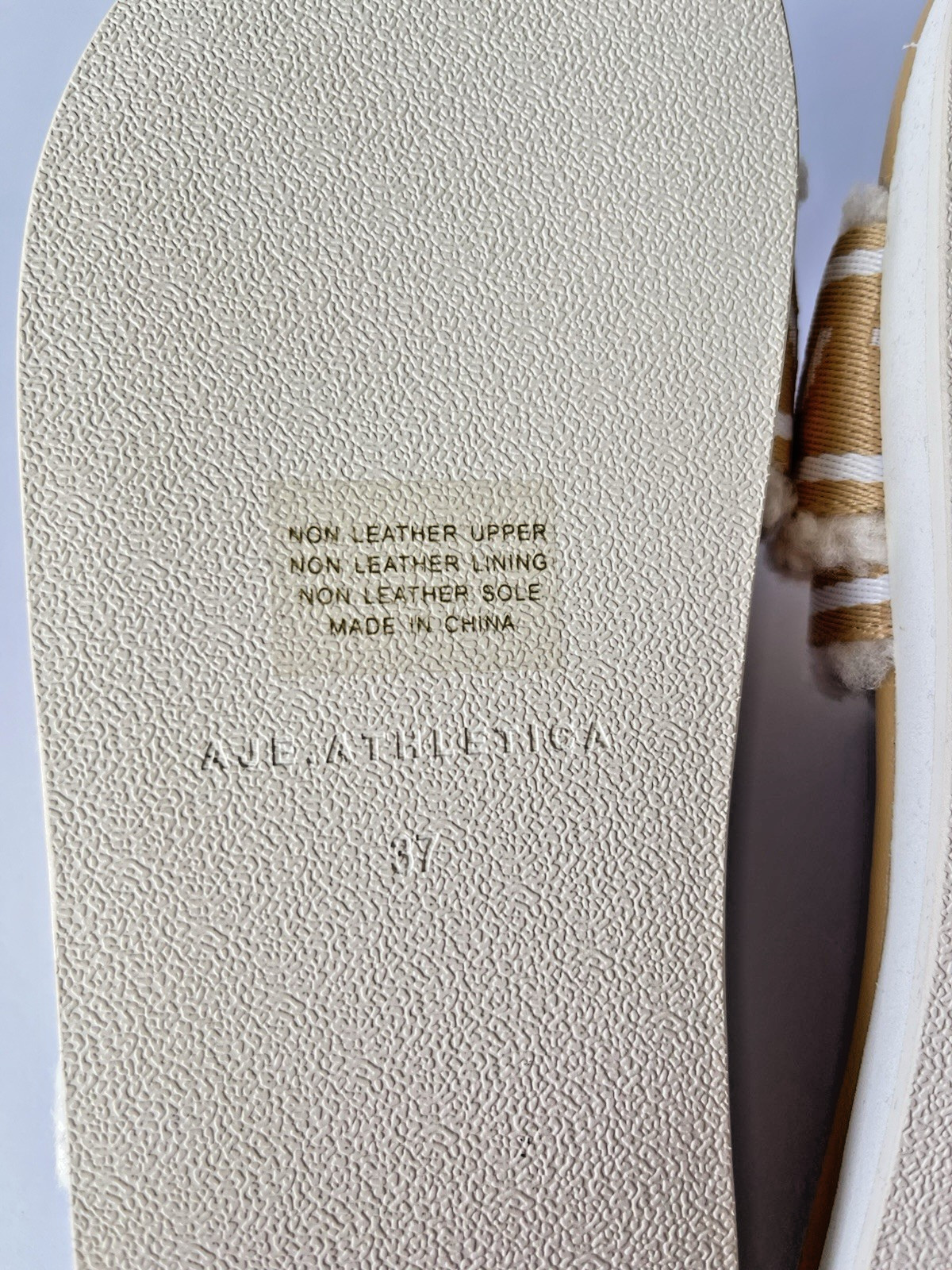 Aje Athletica Puffed Shearling Slides Size EU 37/AU 6/UK 4 Natural Tan BNWT
