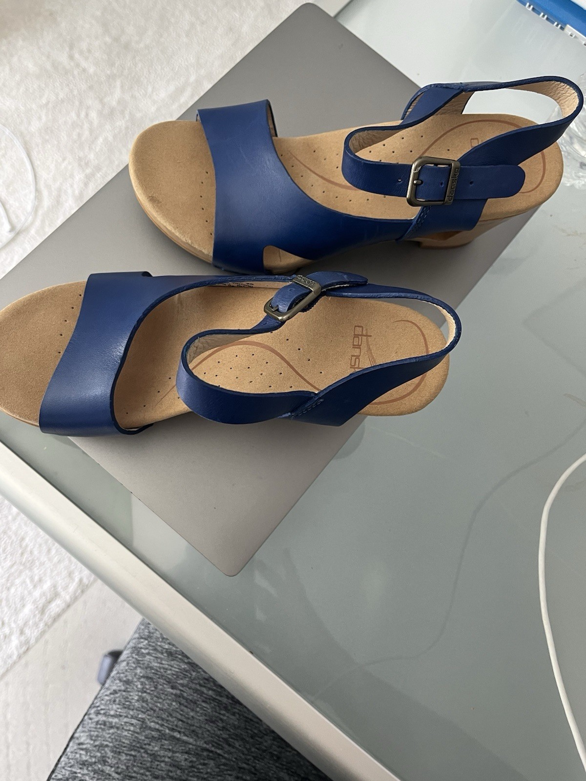 DANSKO Tasha EU 36 / US 5.5-6 Royal Blue Leather Slingback Wedge Sandals EC