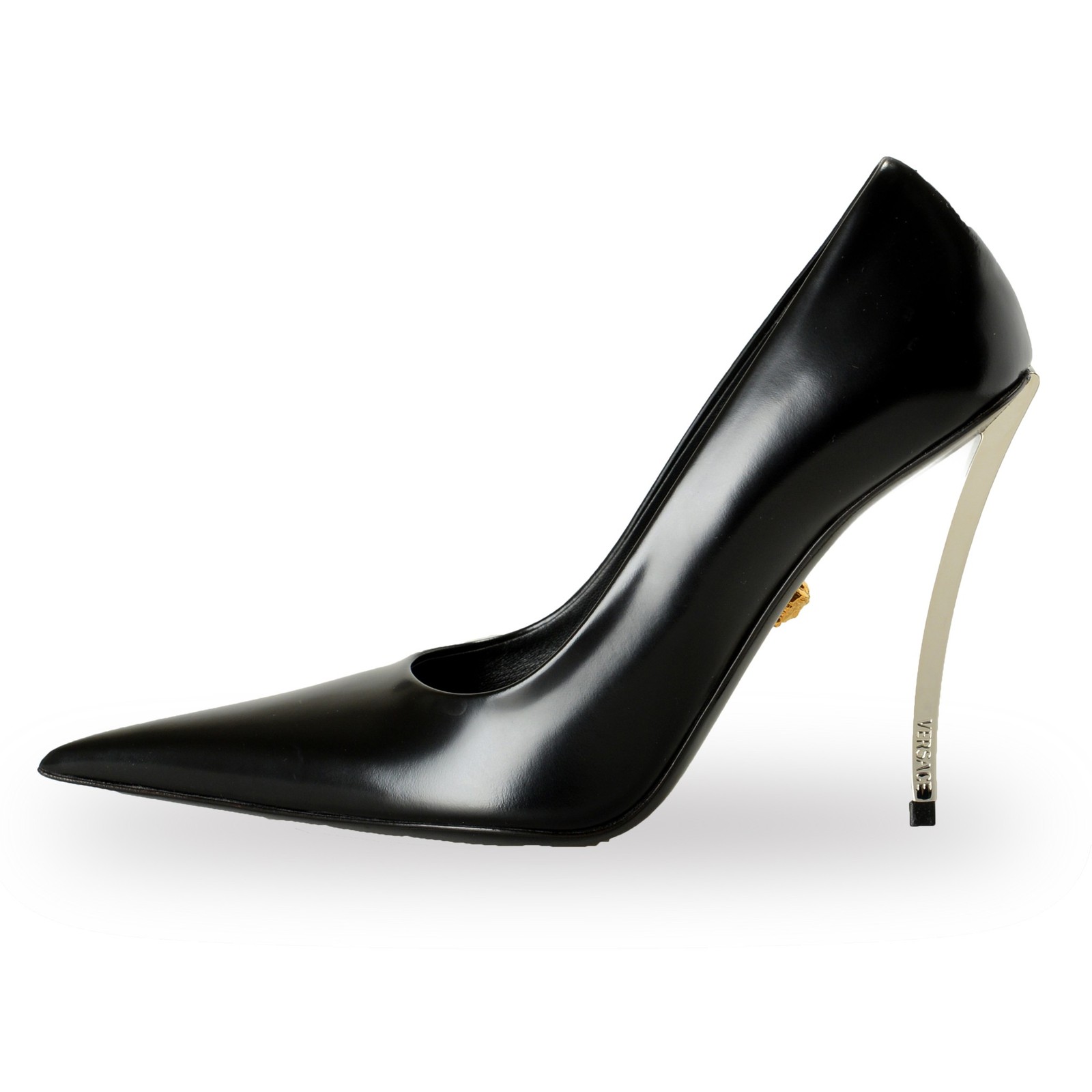 Versace Women’s Black 100% Leather High Heel Stilettos Pumps Shoes US 6 IT 36