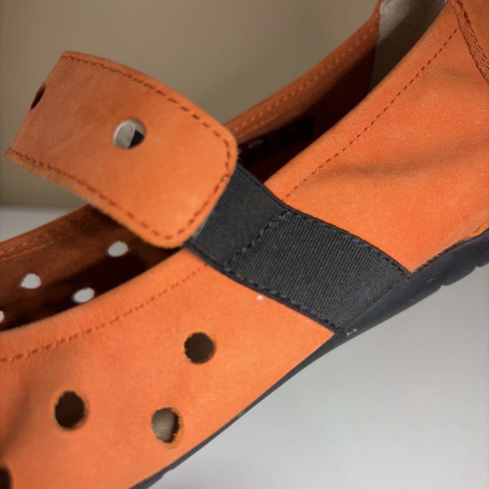 SABRINAS Made in Spain Orange Suede BALLET FLATS Mary Jane Cut Outs Size 39